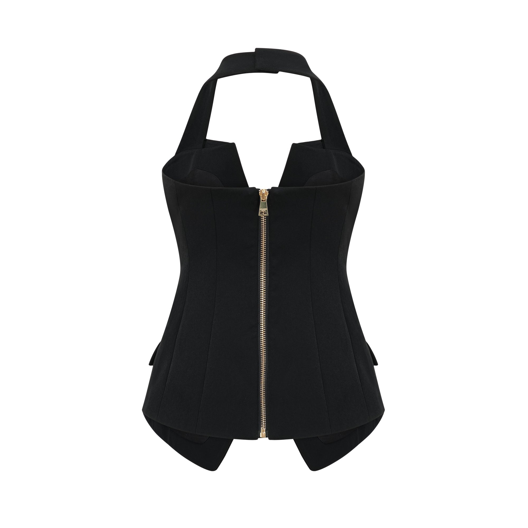 Harper Black Tailored Double-breasted Halterneck Top