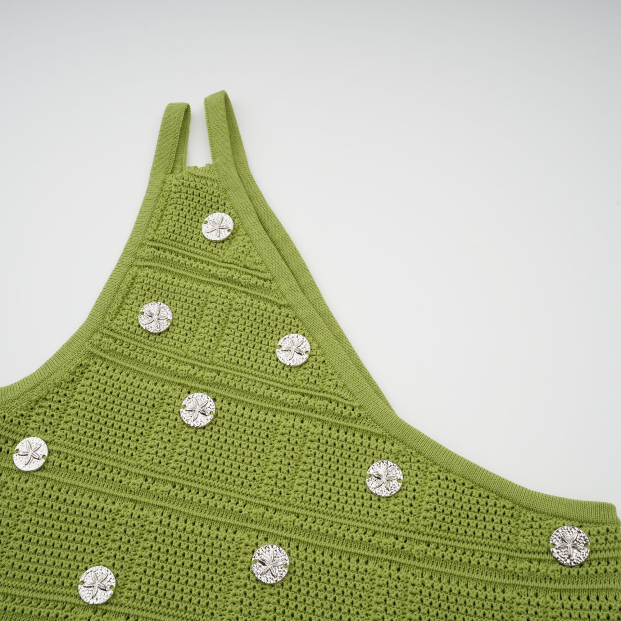 Annette green embellished knit top & skirt matching set