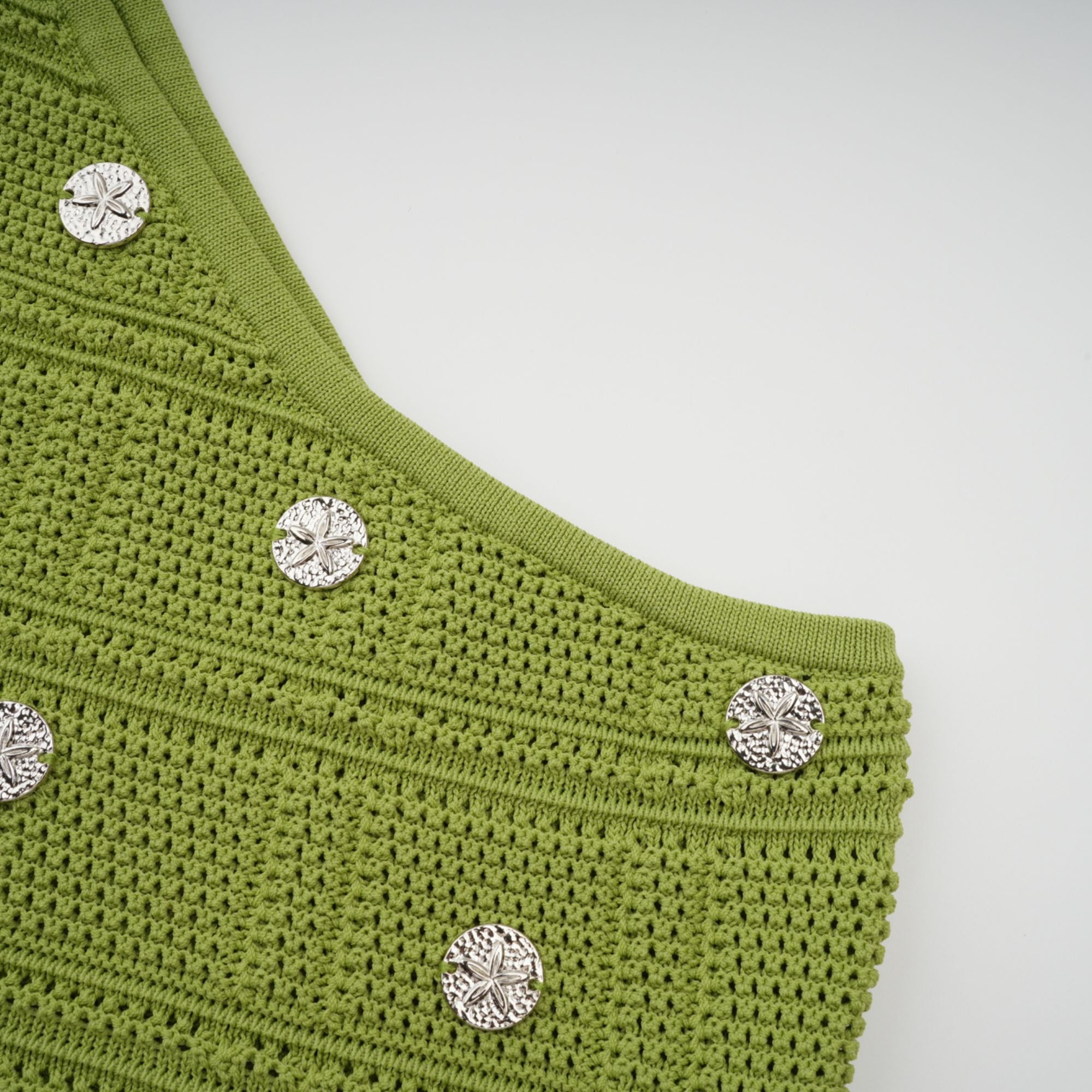 Annette green embellished knit top & skirt matching set