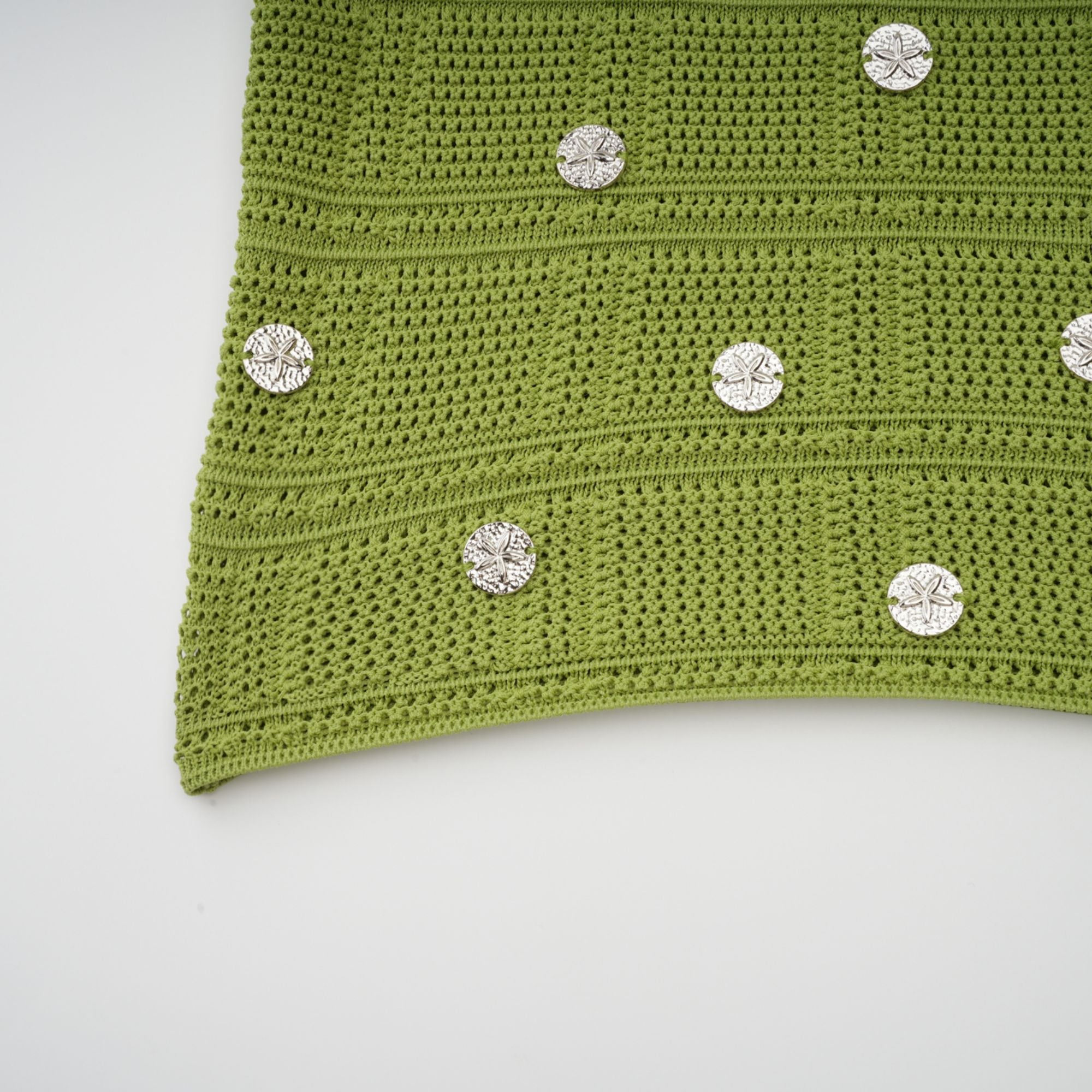 Annette green embellished knit top & skirt matching set