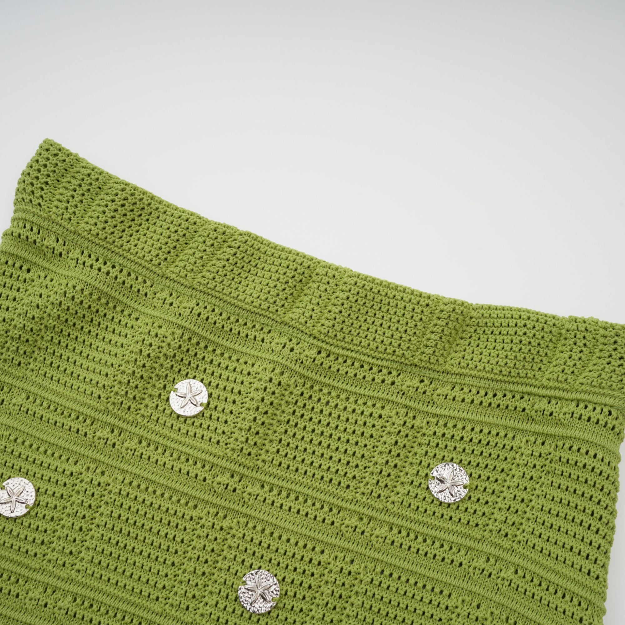 Annette green embellished knit top & skirt matching set