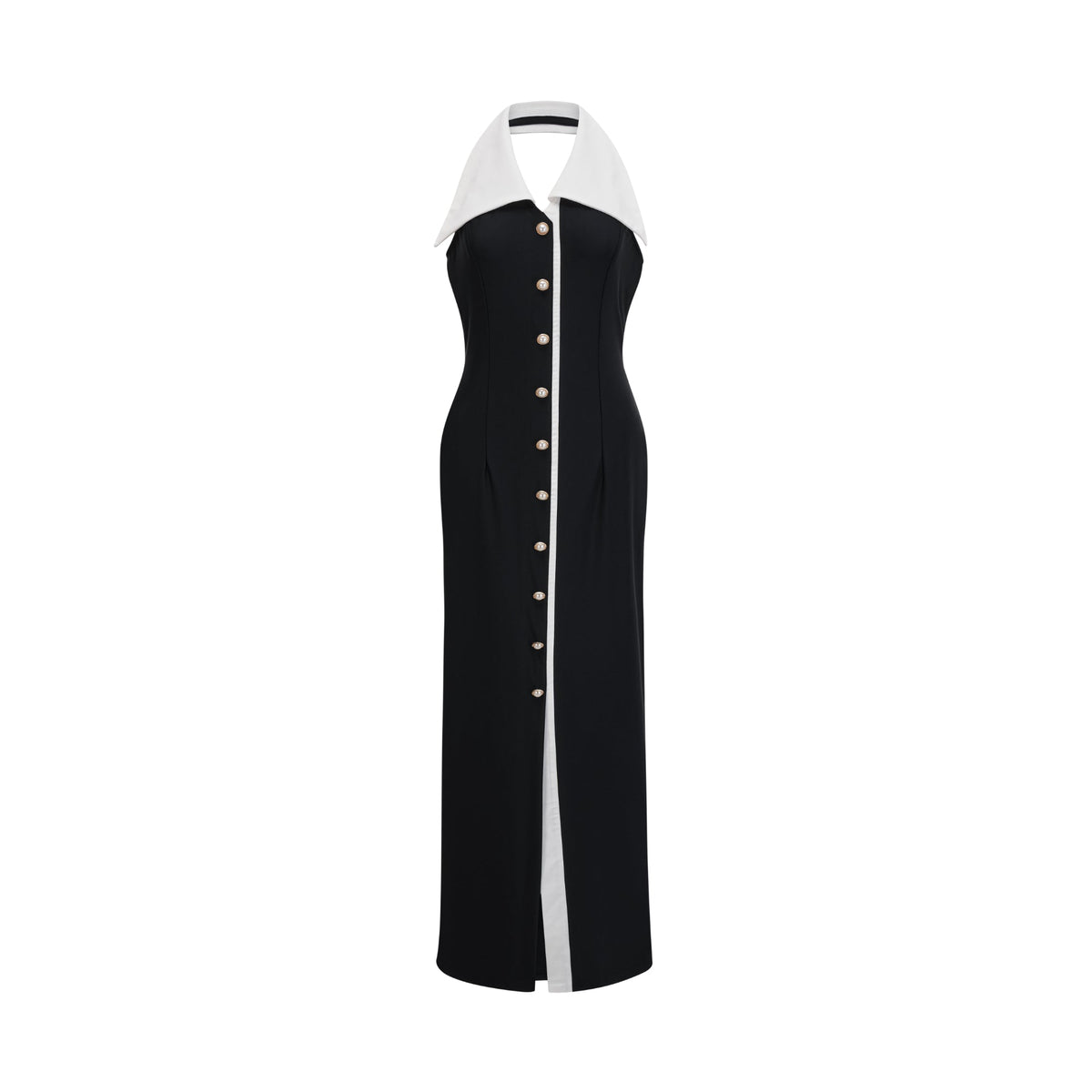 Alessandra color-blocked fitted maxi dress - Black
