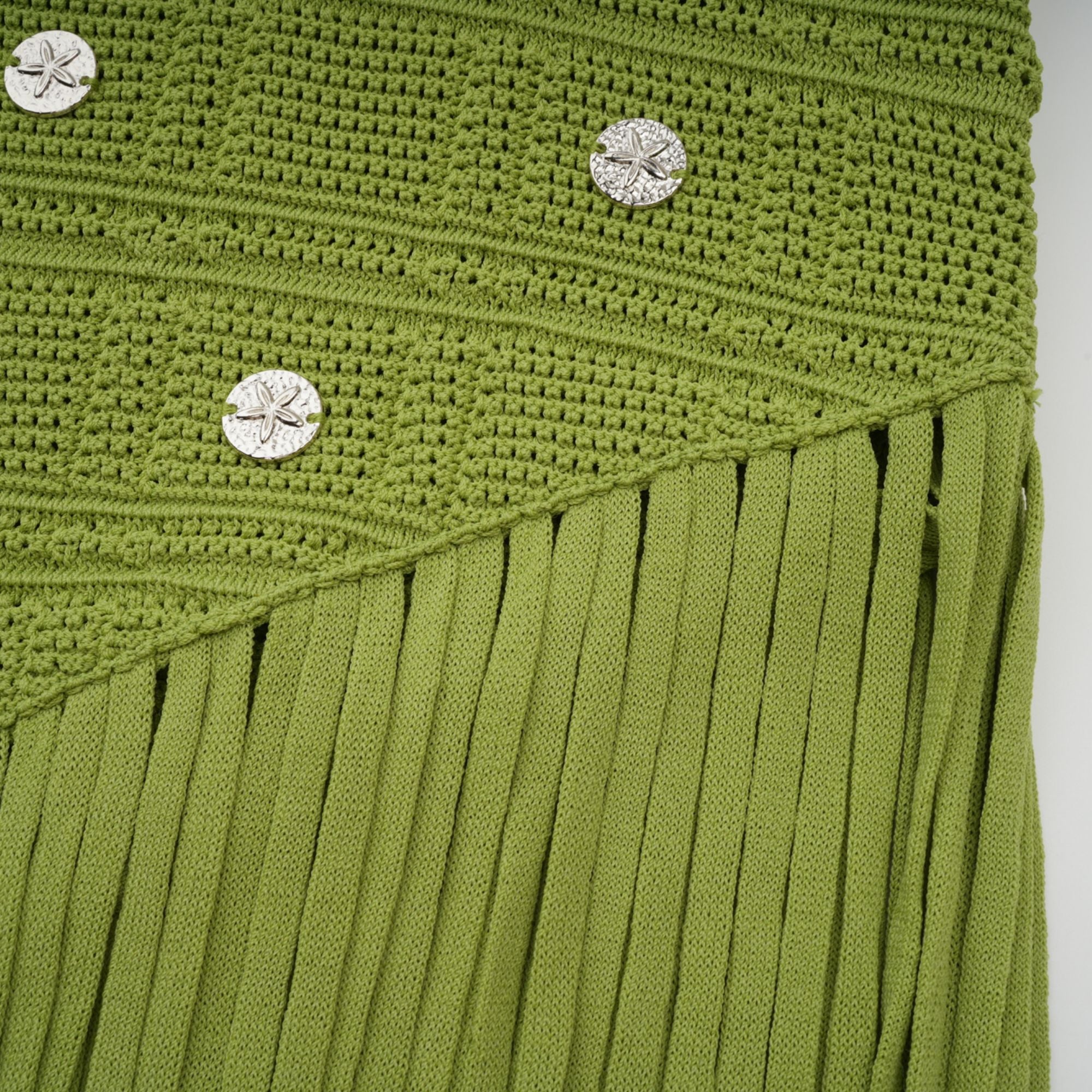 Annette green embellished knit top & skirt matching set