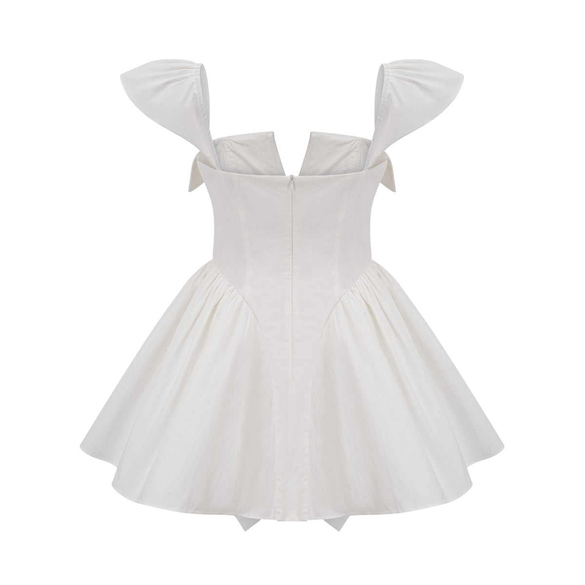 Julie white folded-neck bonded sleeveless mini dress