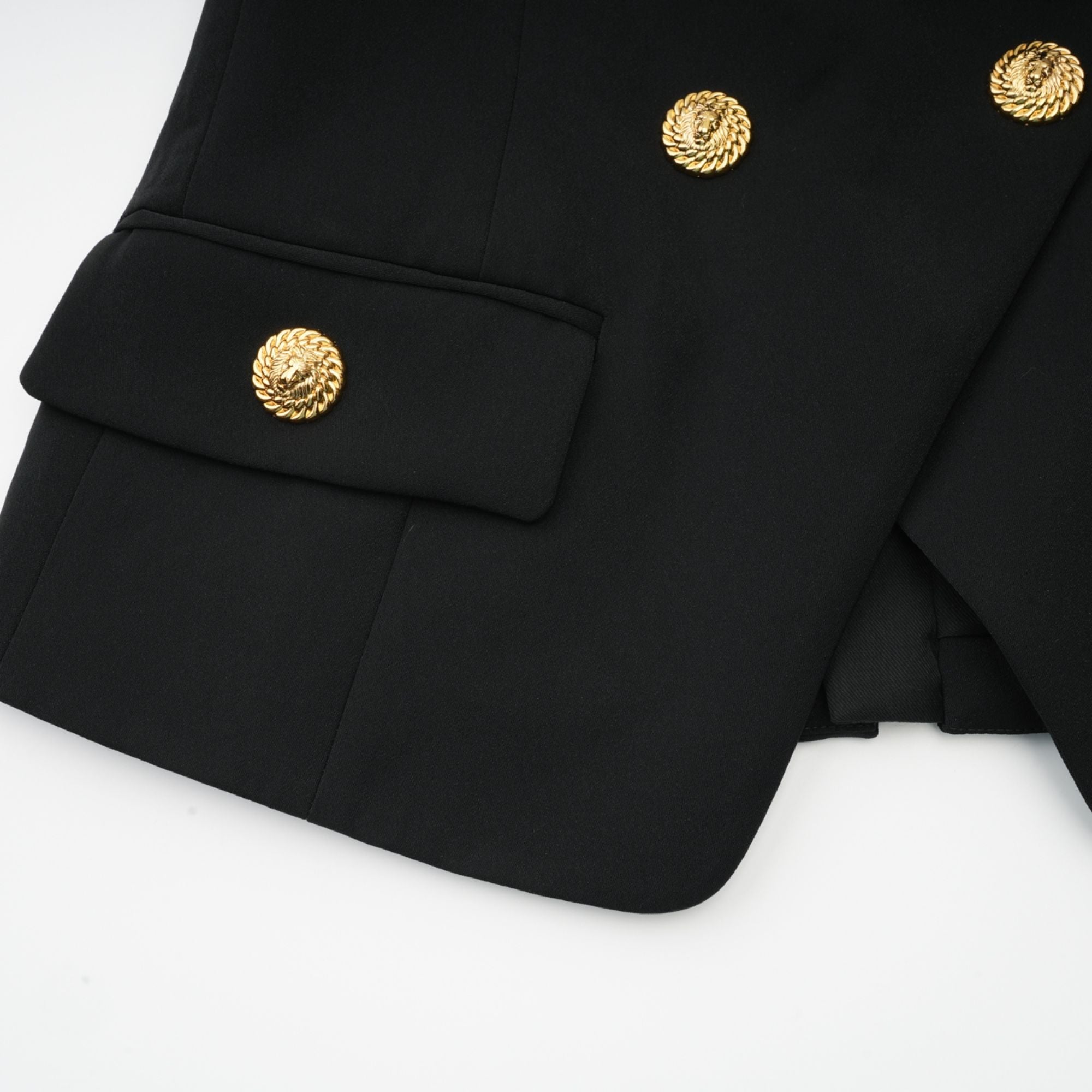 Harper Black Tailored Double-breasted Halterneck Top