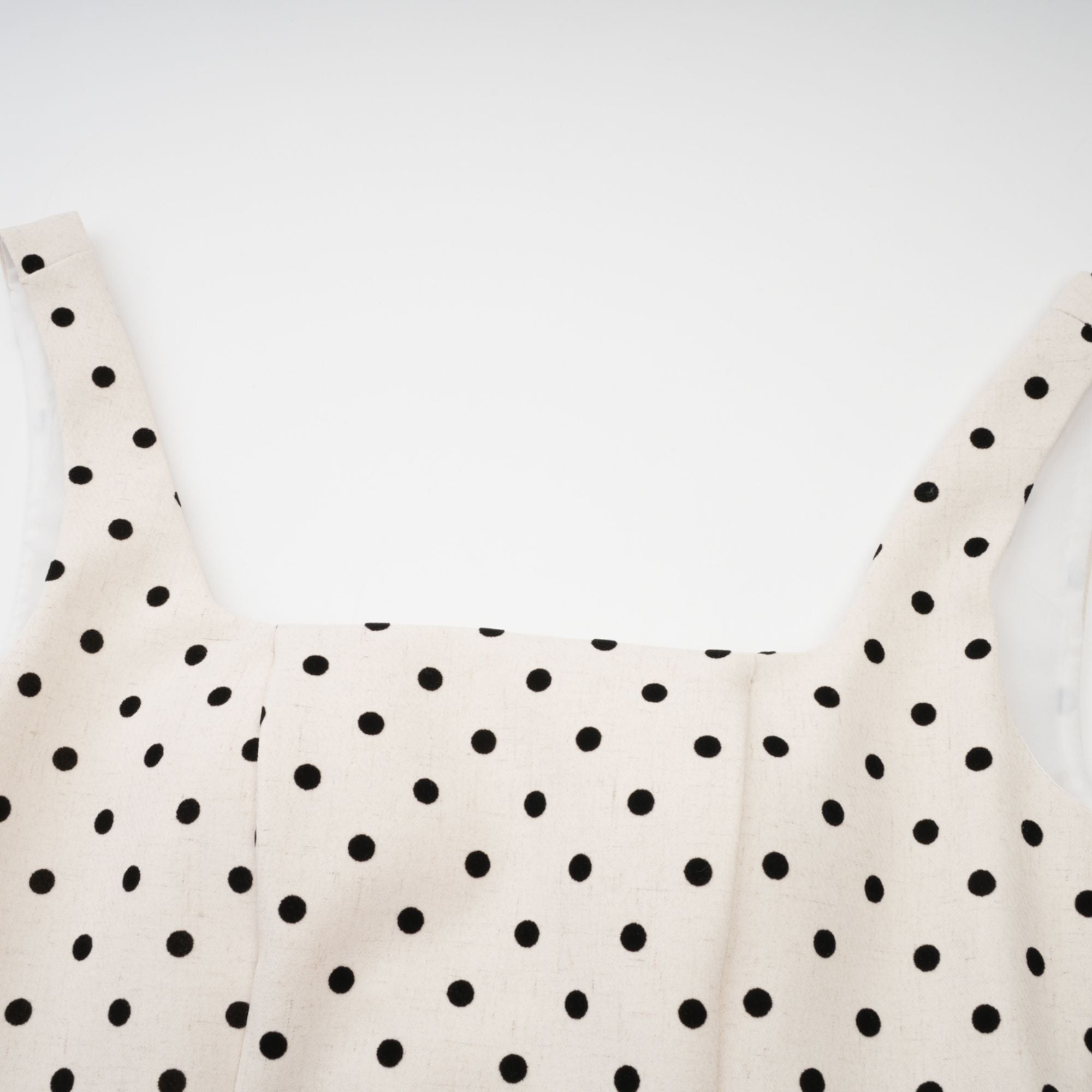 Geneviève neutrals polka-dot puff mini dress