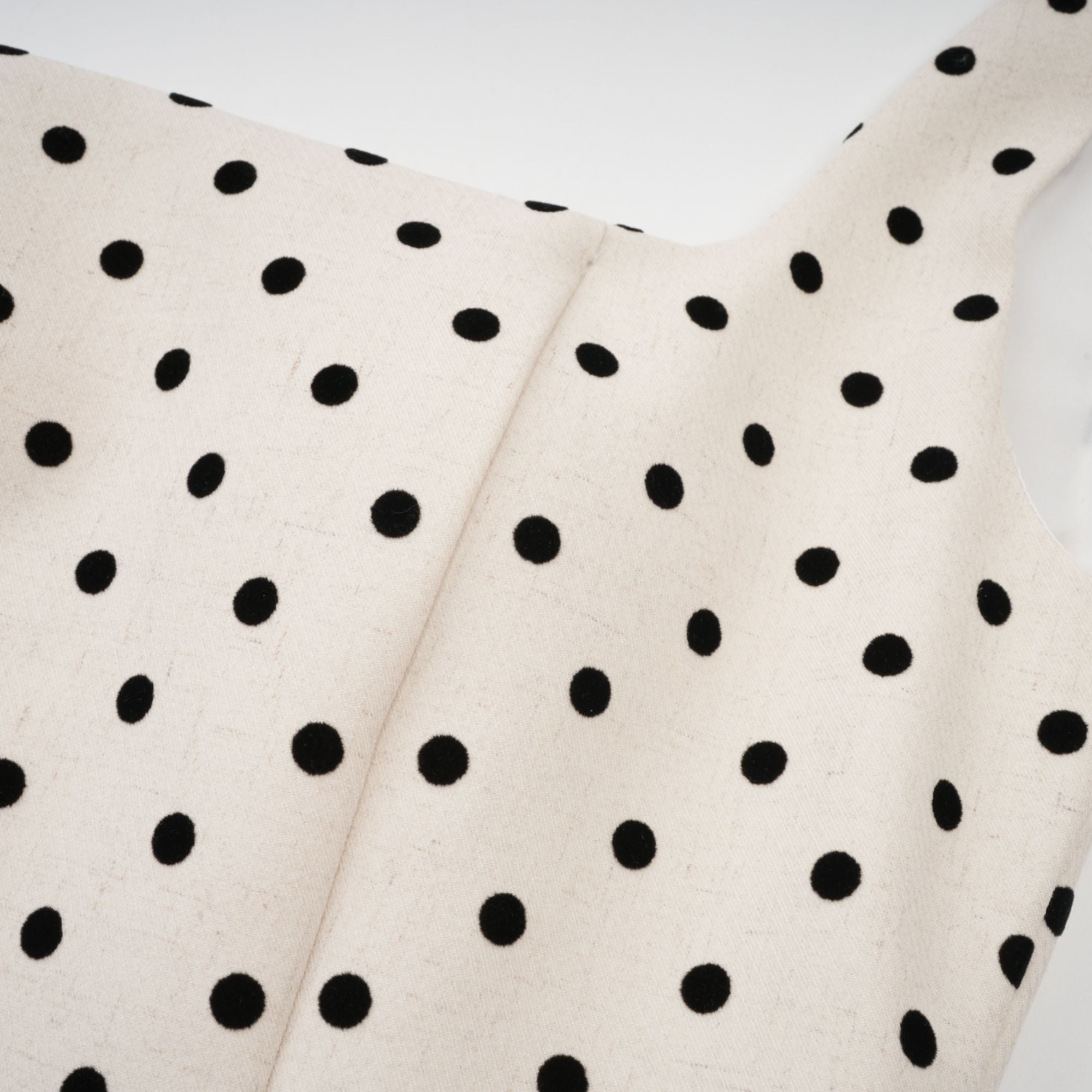 Geneviève neutrals polka-dot puff mini dress