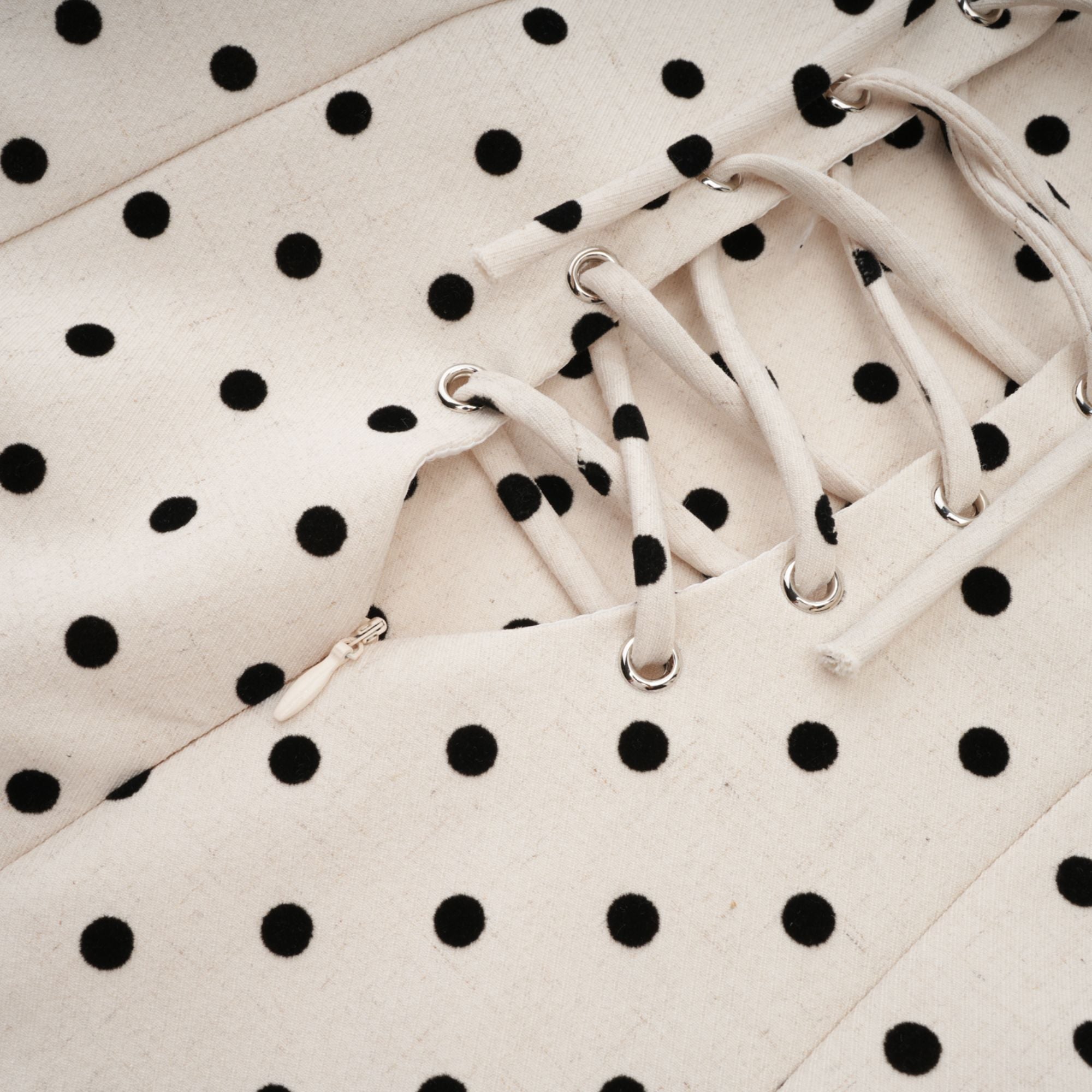 Geneviève neutrals polka-dot puff mini dress