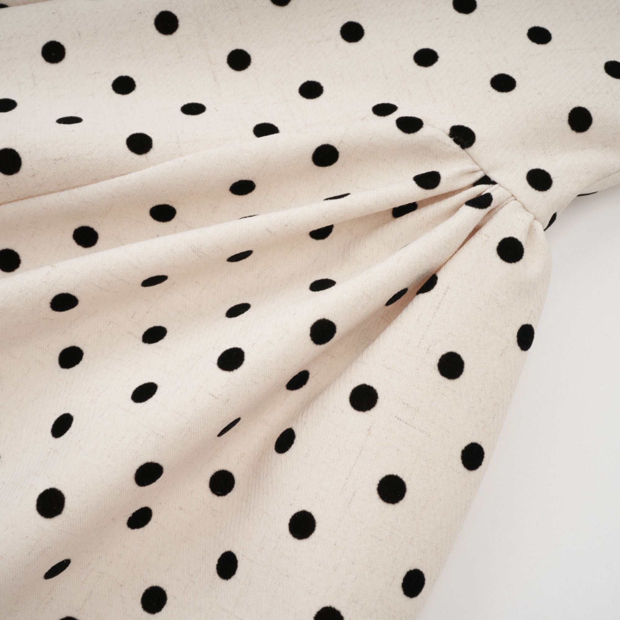 Geneviève neutrals polka-dot puff mini dress