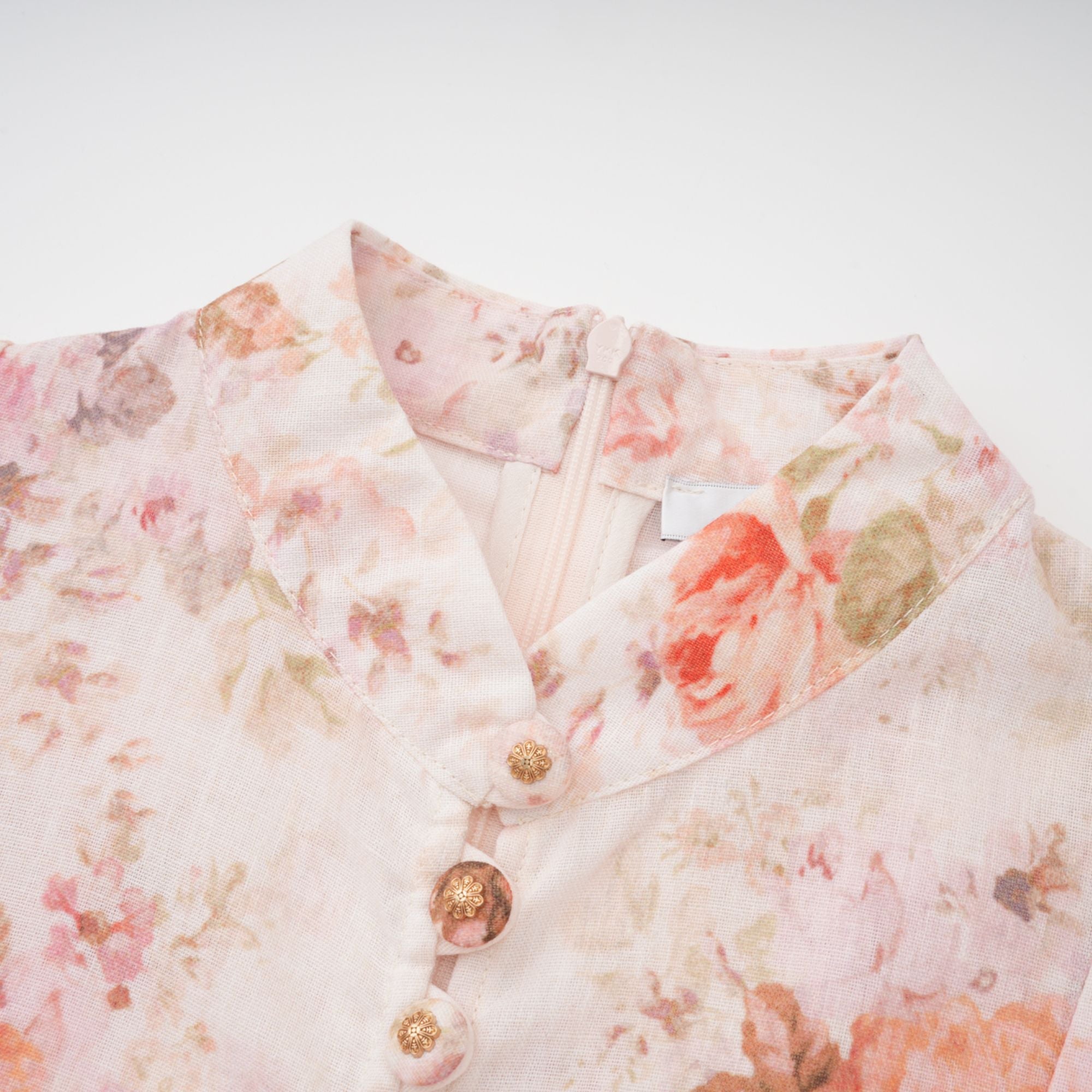 Bianca Beige Floral Print Mini Dress