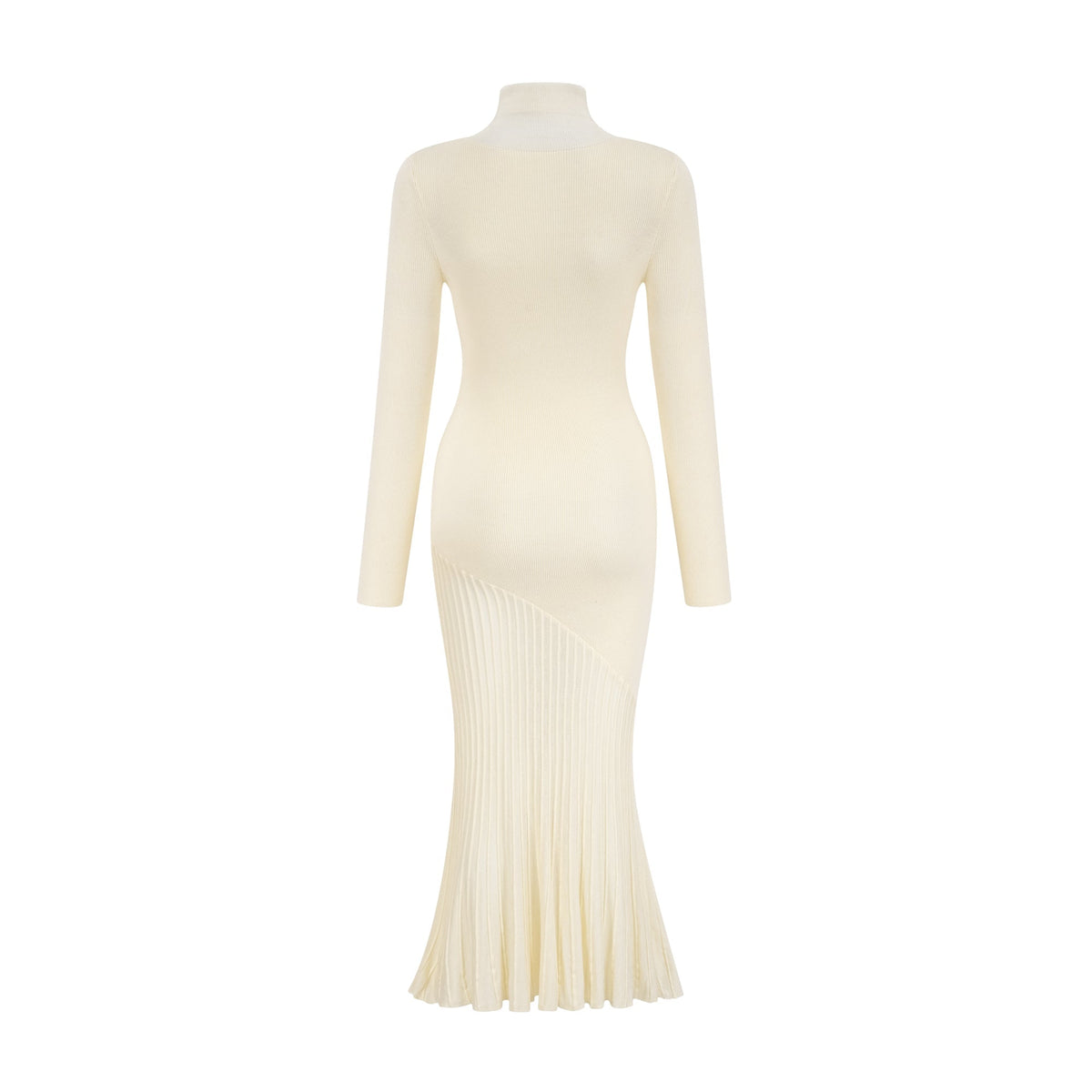 Émeline white knitted pleated midi dress
