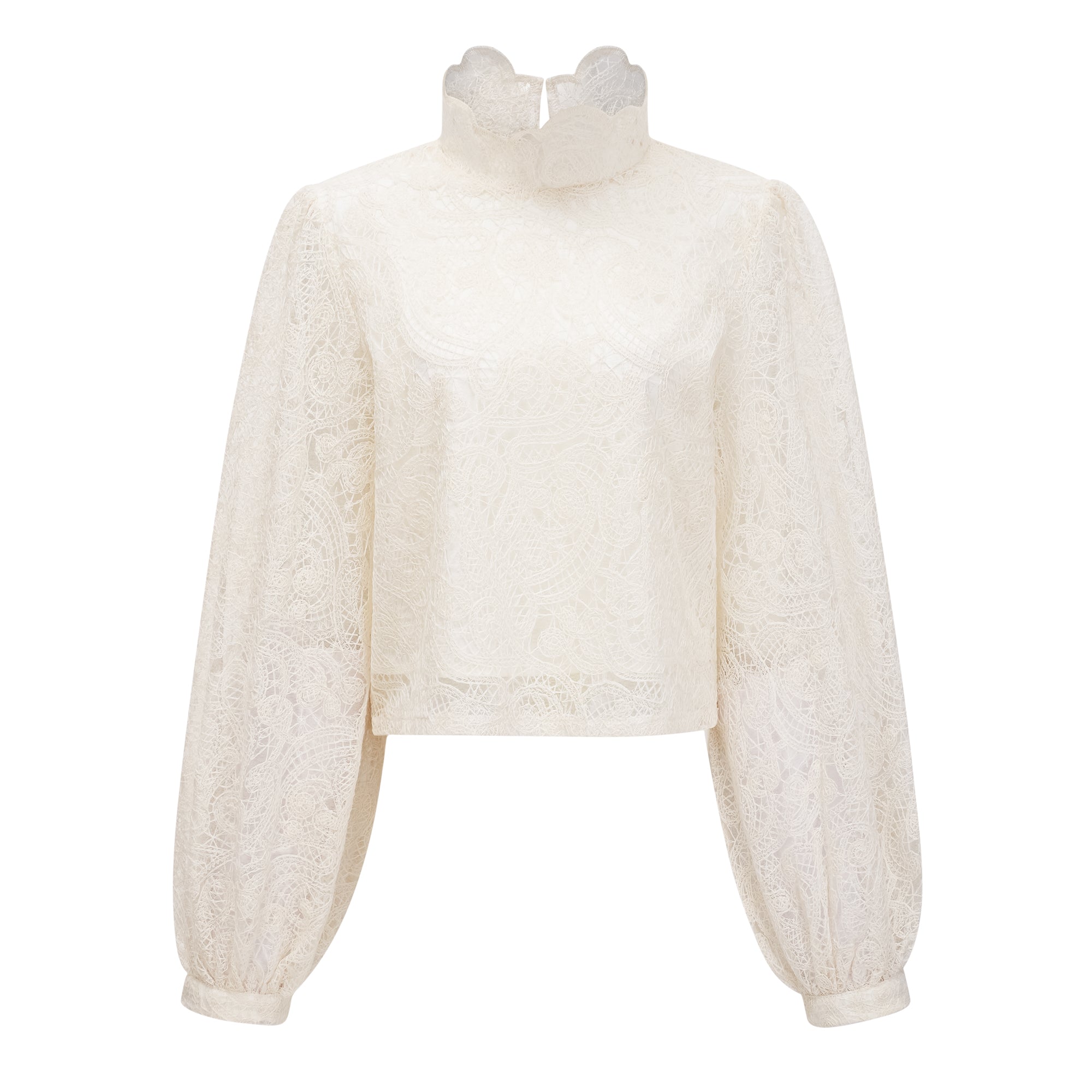 Eulalie Cream White Lace Blouse & Skirt Set