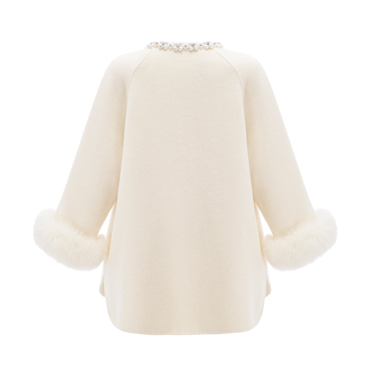 Frédérique white wool fur embellished coat