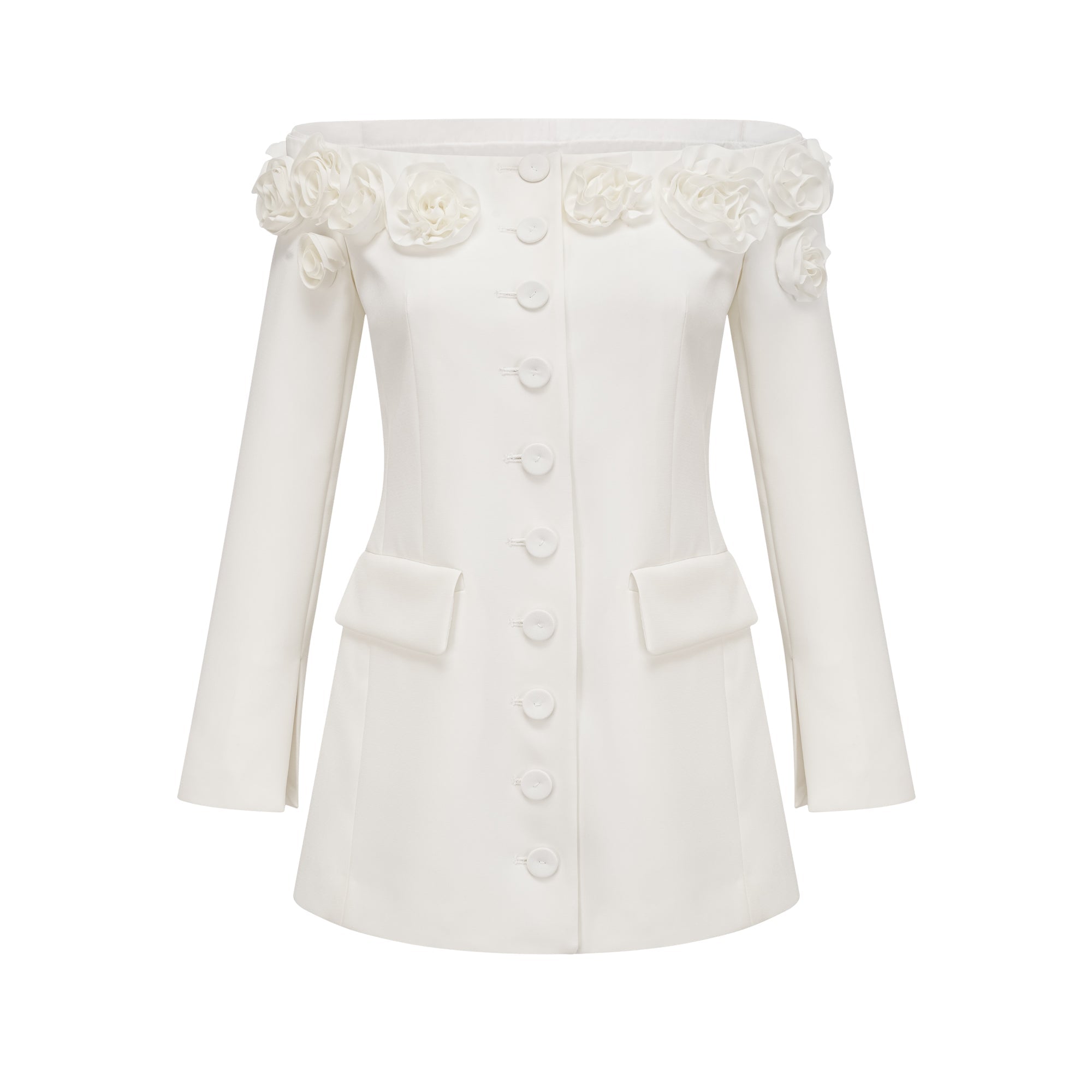 Jeanne faux-flower blazer dress & shorts matching set (US Only)
