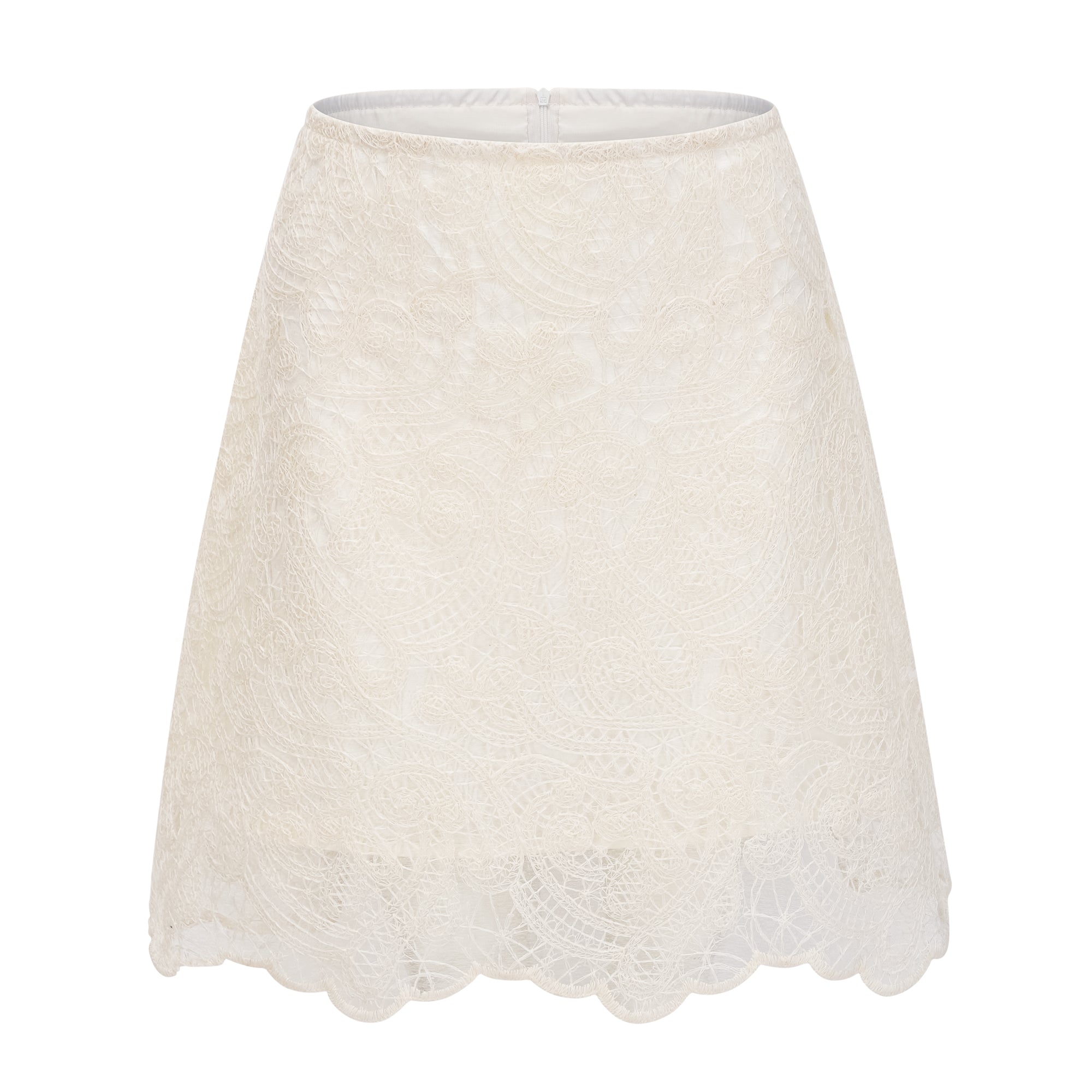 Eulalie Cream White Lace Blouse & Skirt Set
