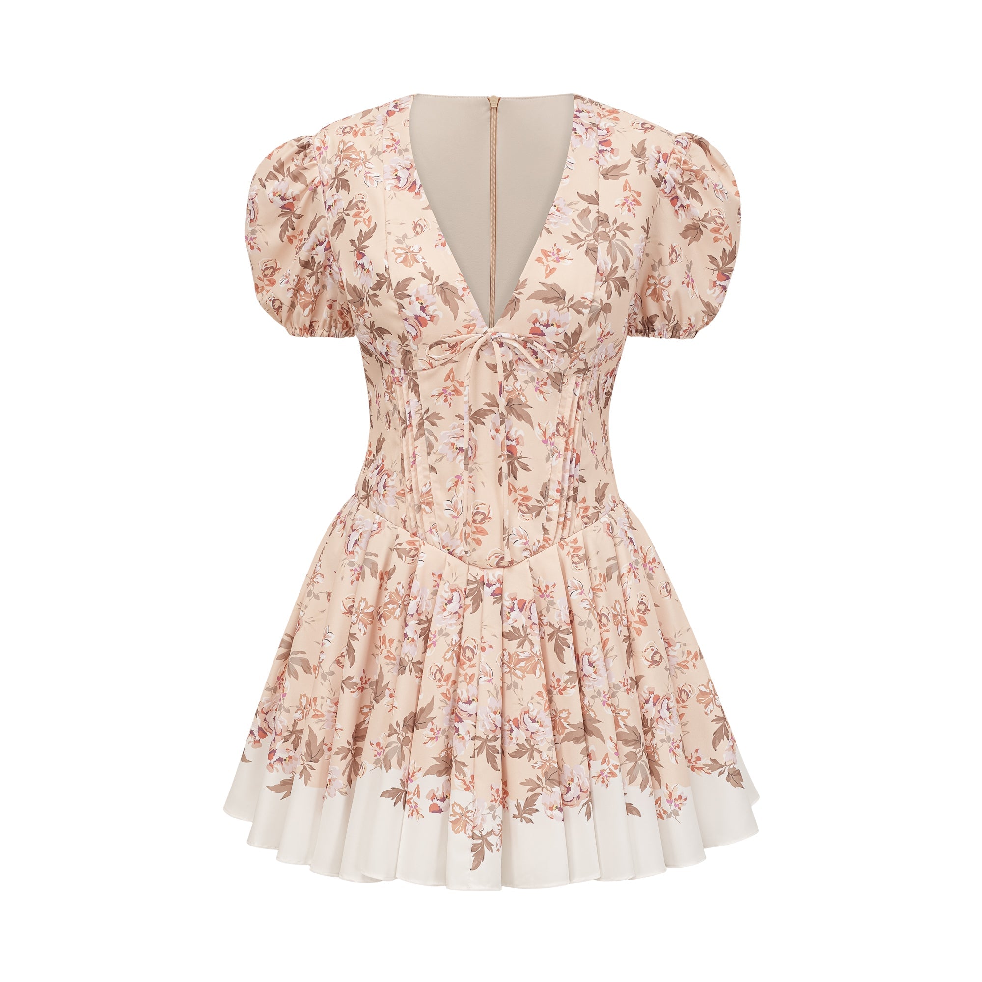 Alizée yellow floral-print pleated mini dress