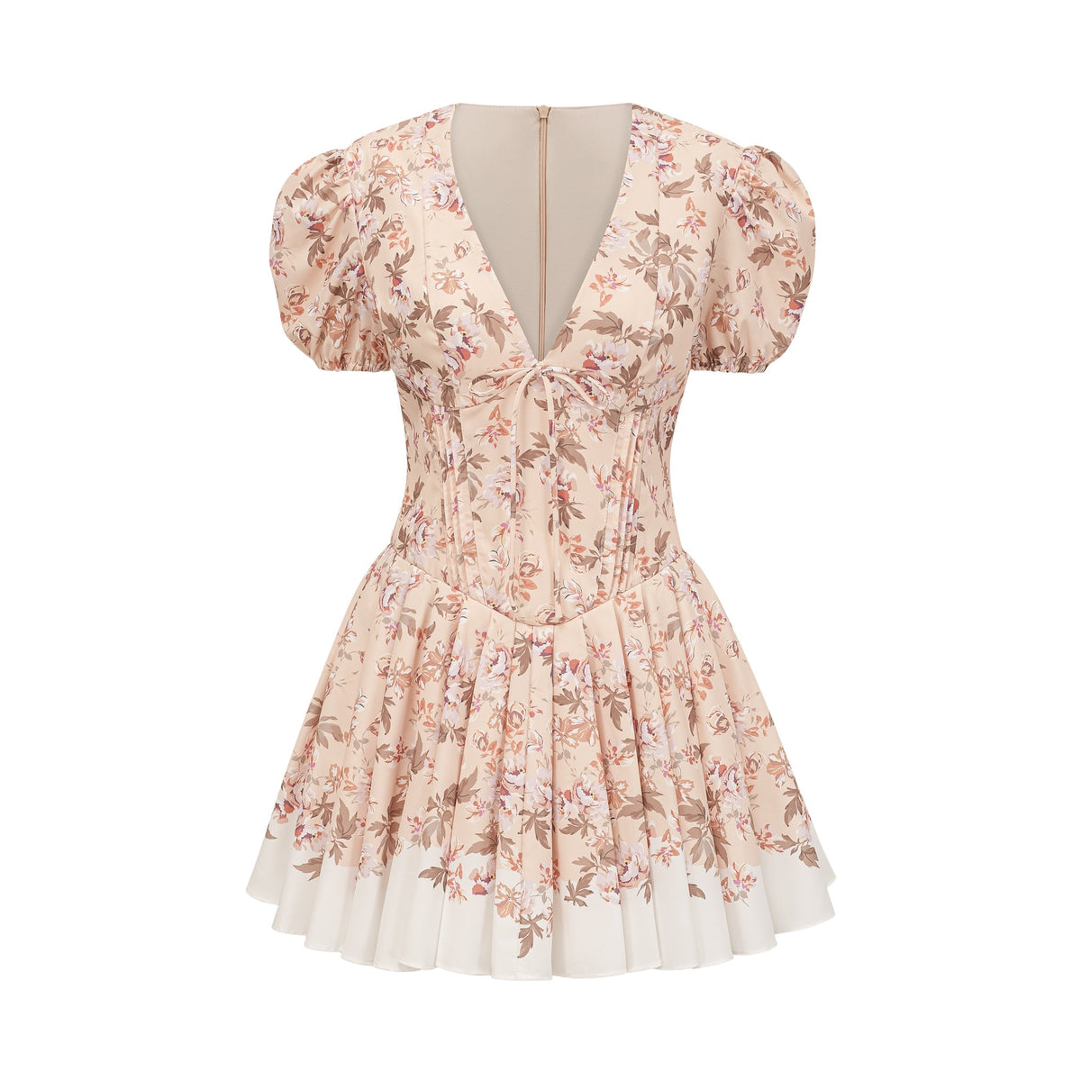 Alizée yellow floral-print pleated mini dress