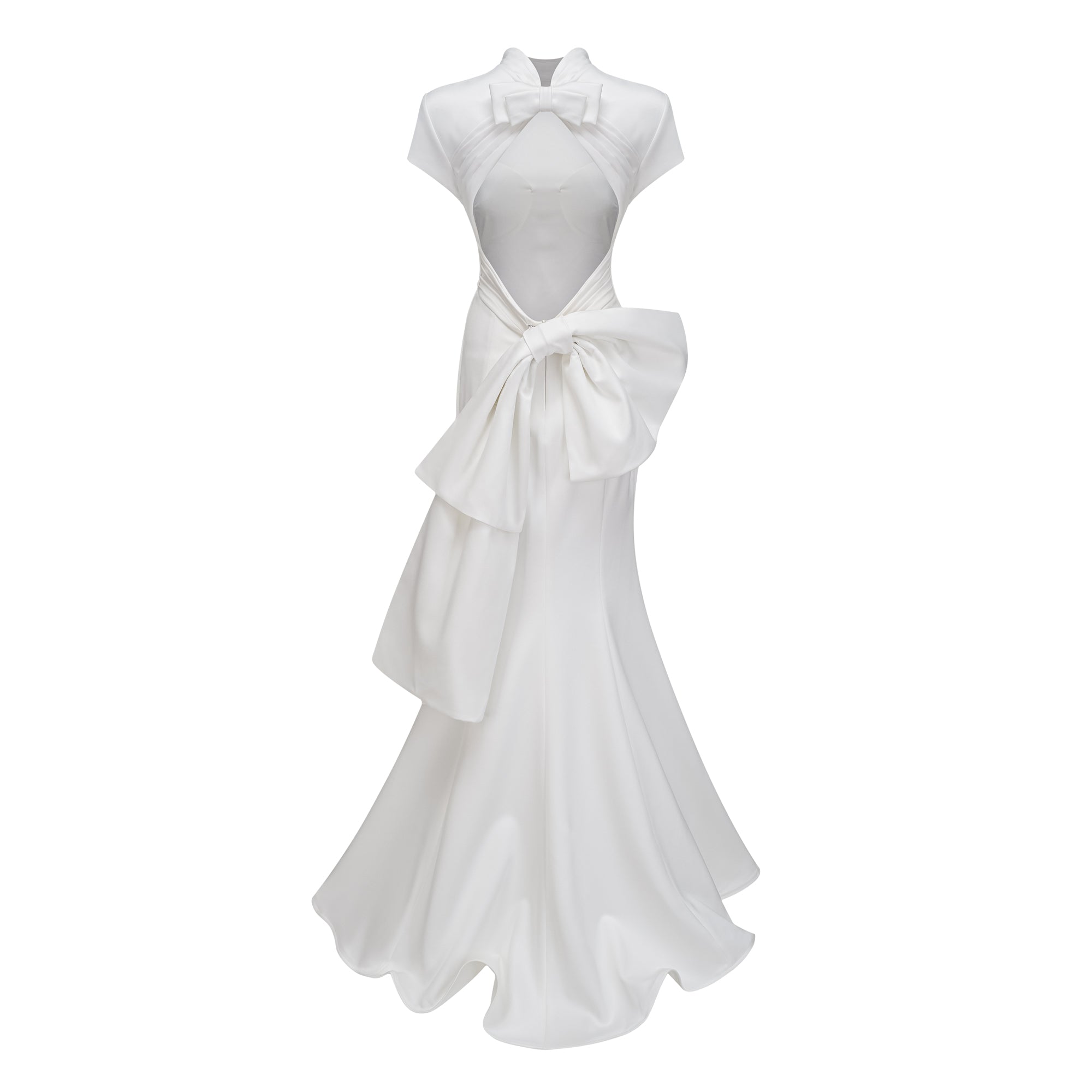 Camille White Statement Bow Mermaid Maxi Dress