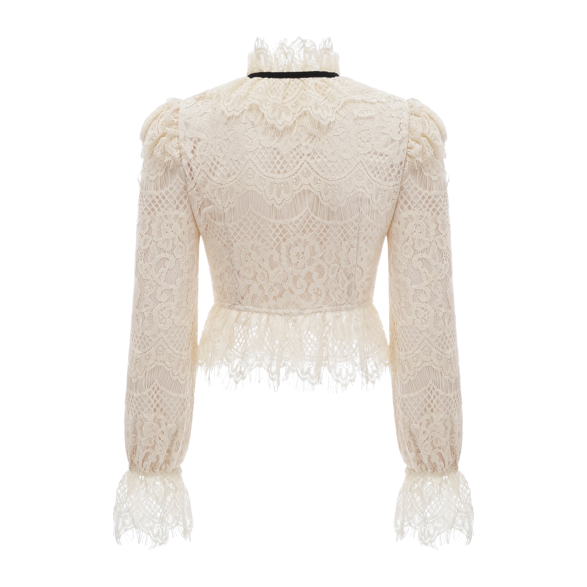 Anaelle off-white bowknot floral-lace blouse