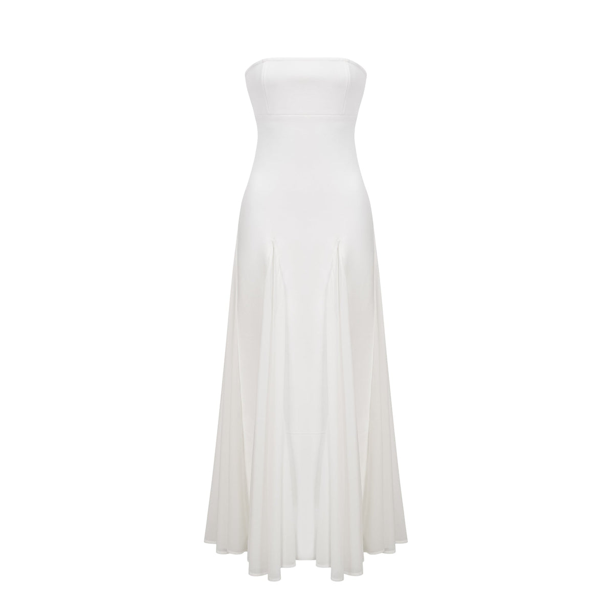 Nathalie white tulle-panelling maxi dress