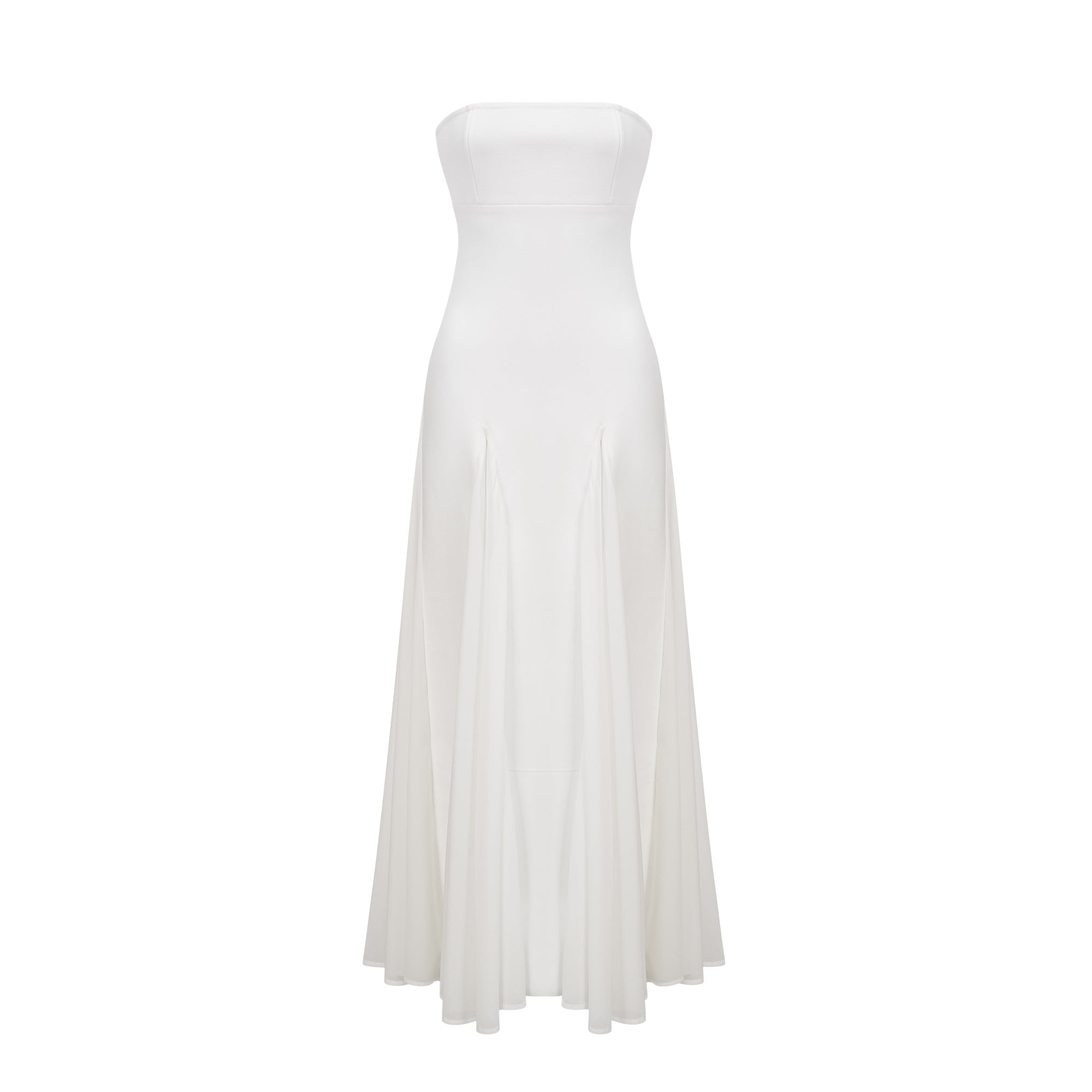 Nathalie white tulle-panelling maxi dress (US Only)