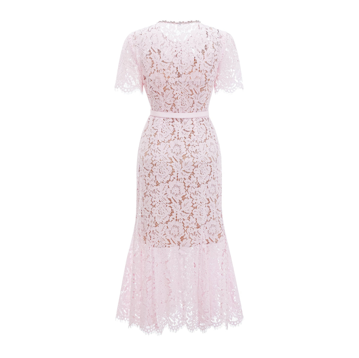 Sabine Pink Floral Lace Mermaid Midi Dress