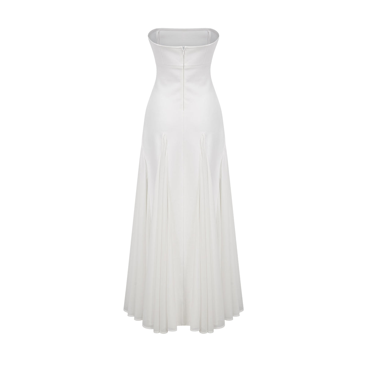 Nathalie white tulle-panelling maxi dress