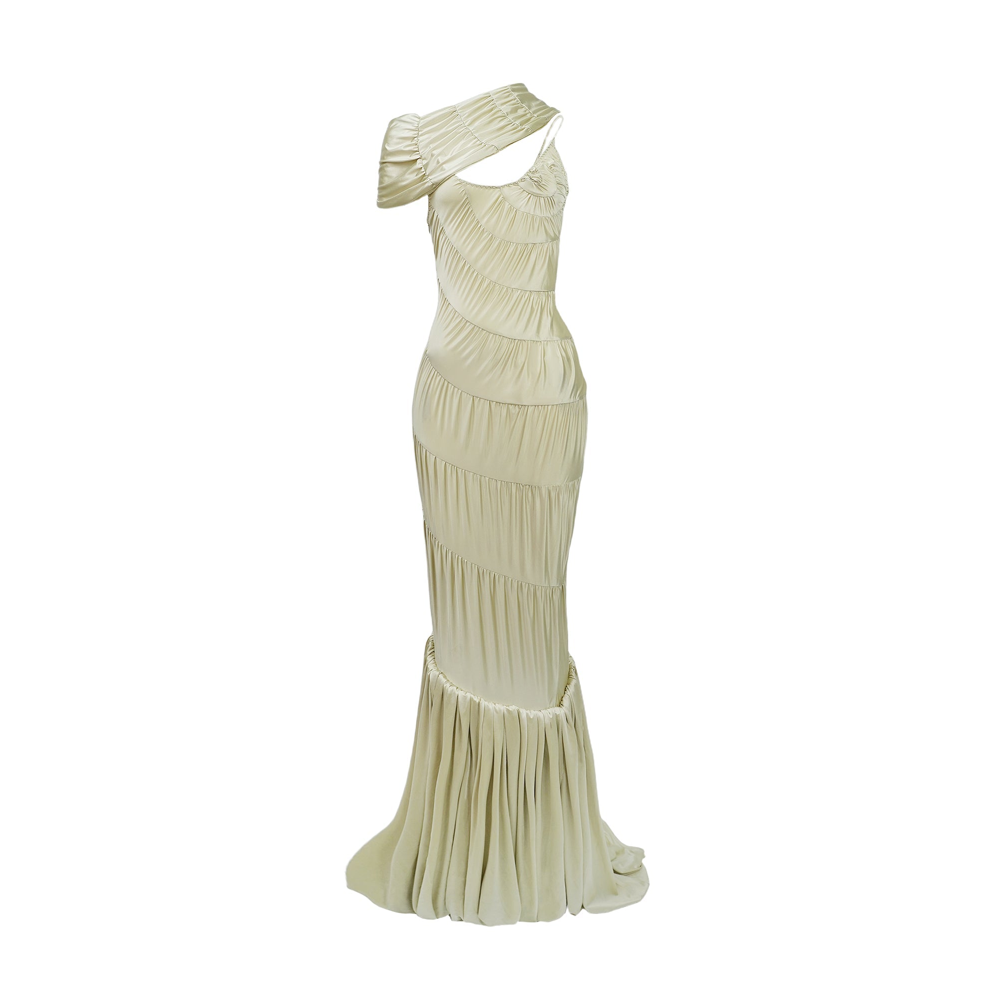 Cecilia Neutral Sea Ammonite Shirred Maxi Dress