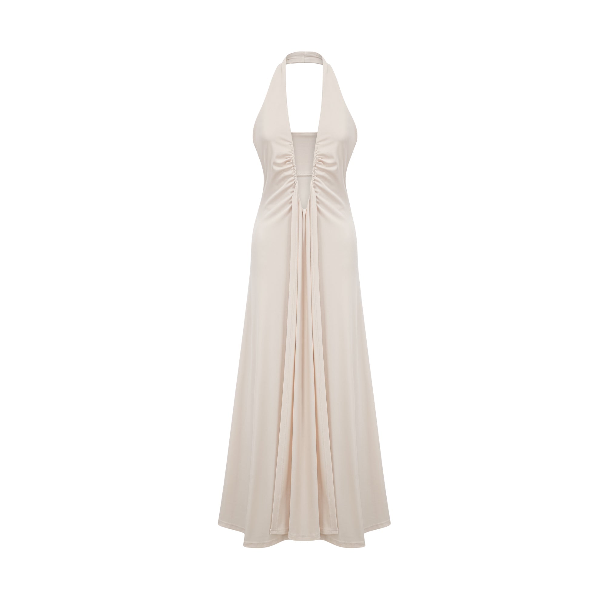 Géraldine white deep V-neck draped maxi dress (Final Sale-US Only)