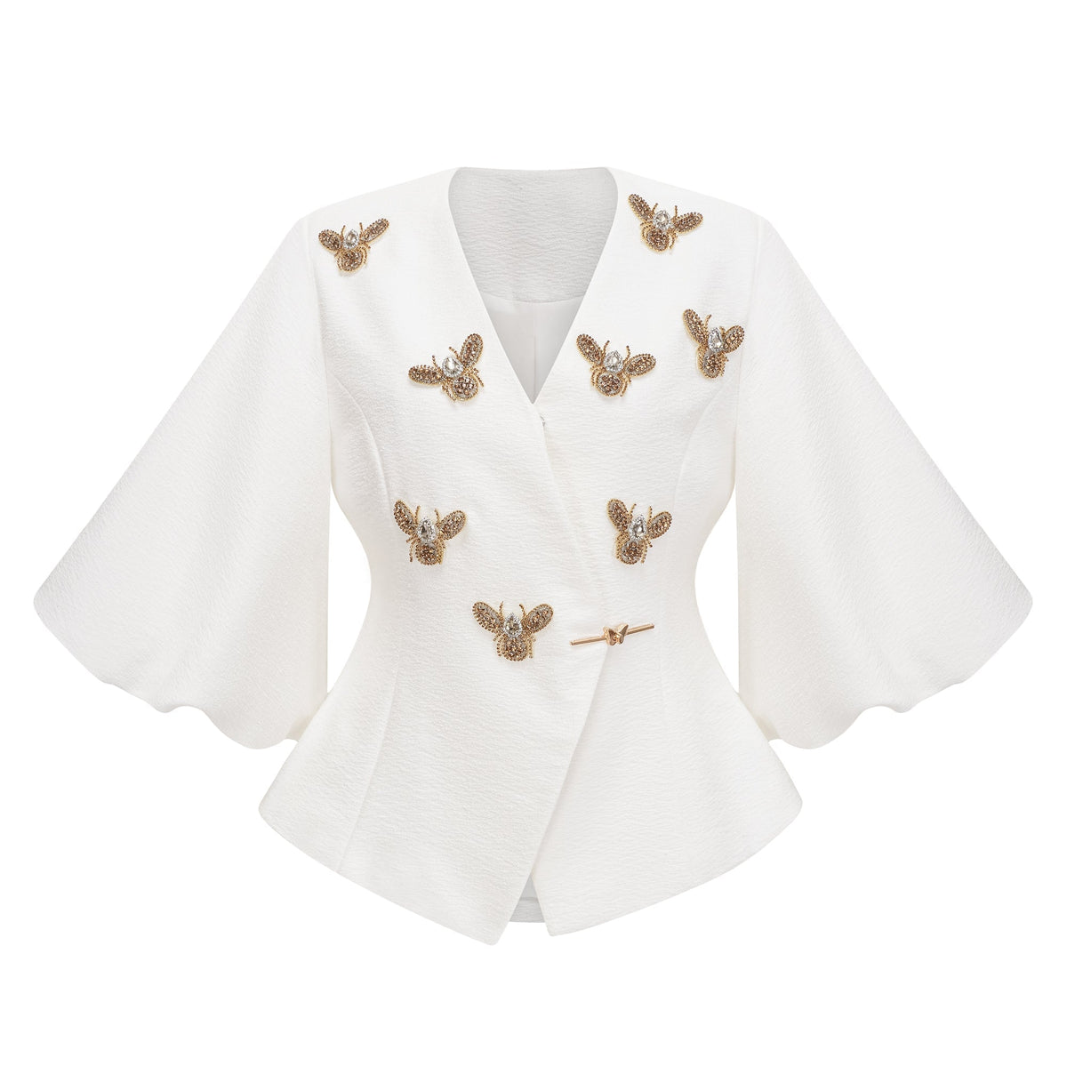 Jóna White Embellished Wrap Blouse