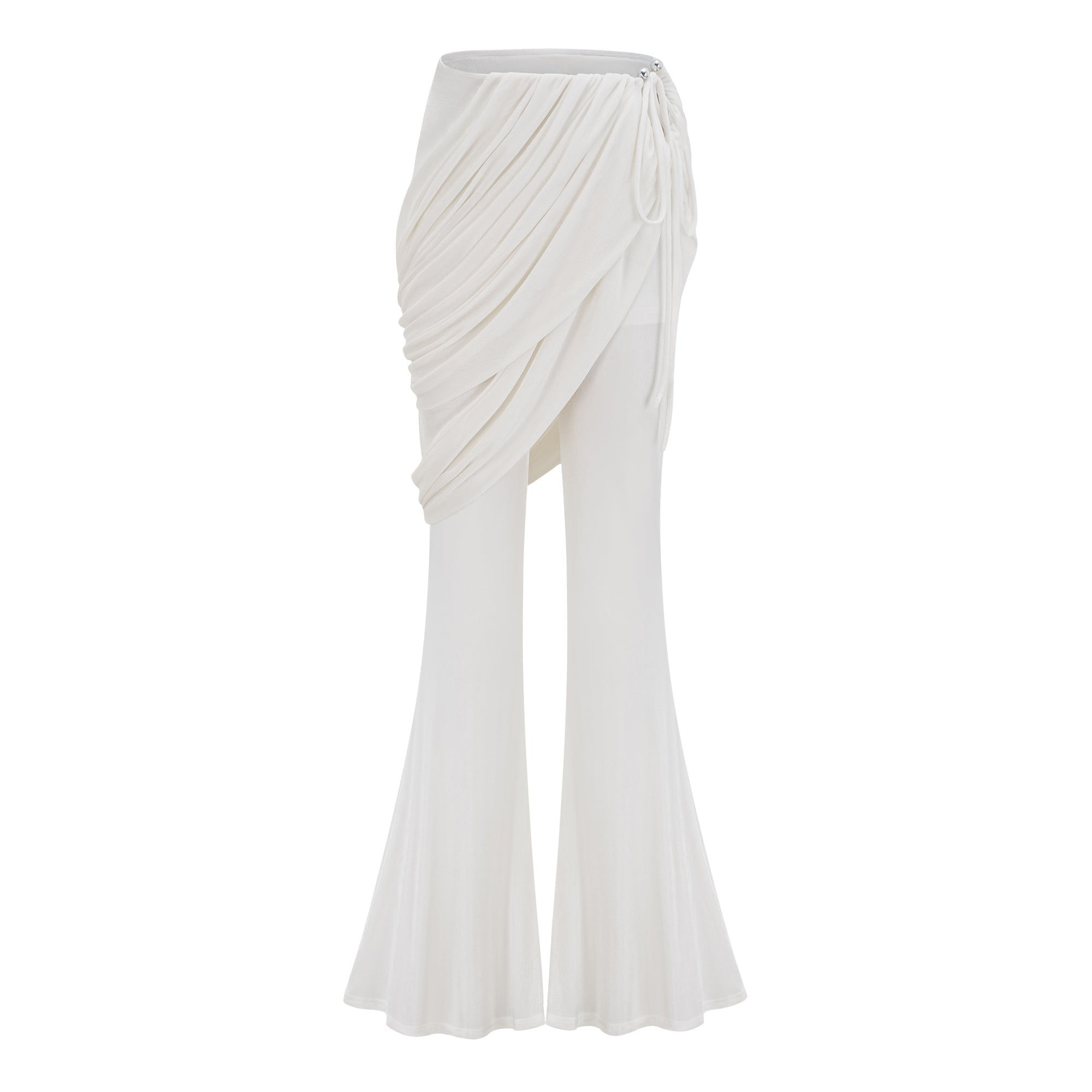 Dulcie White Asymmetrical Ruched Matching Set