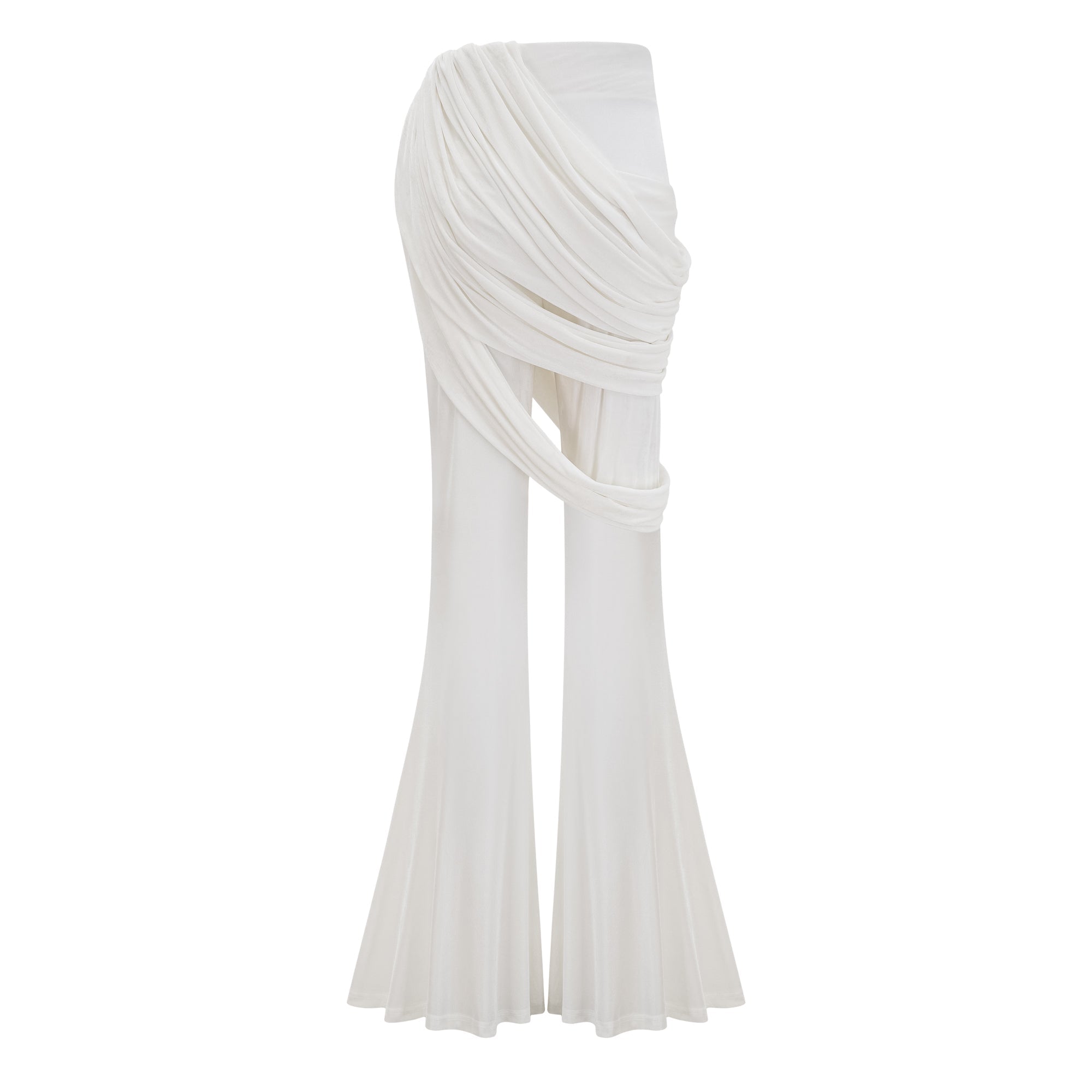 Dulcie White Asymmetrical Ruched Matching Set