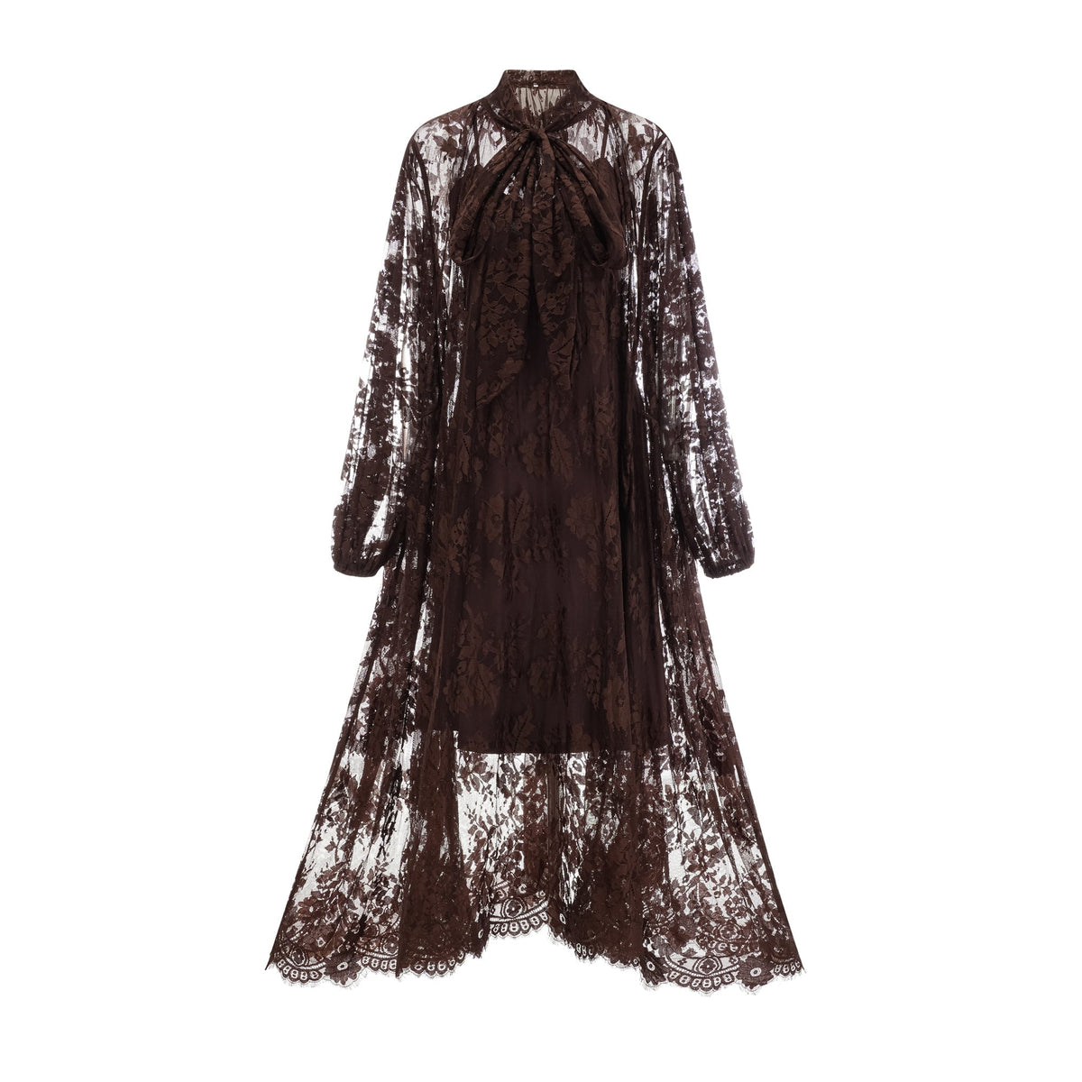 Sylvie brown chantilly-lace flared midi dress (Final Sale-US Only)