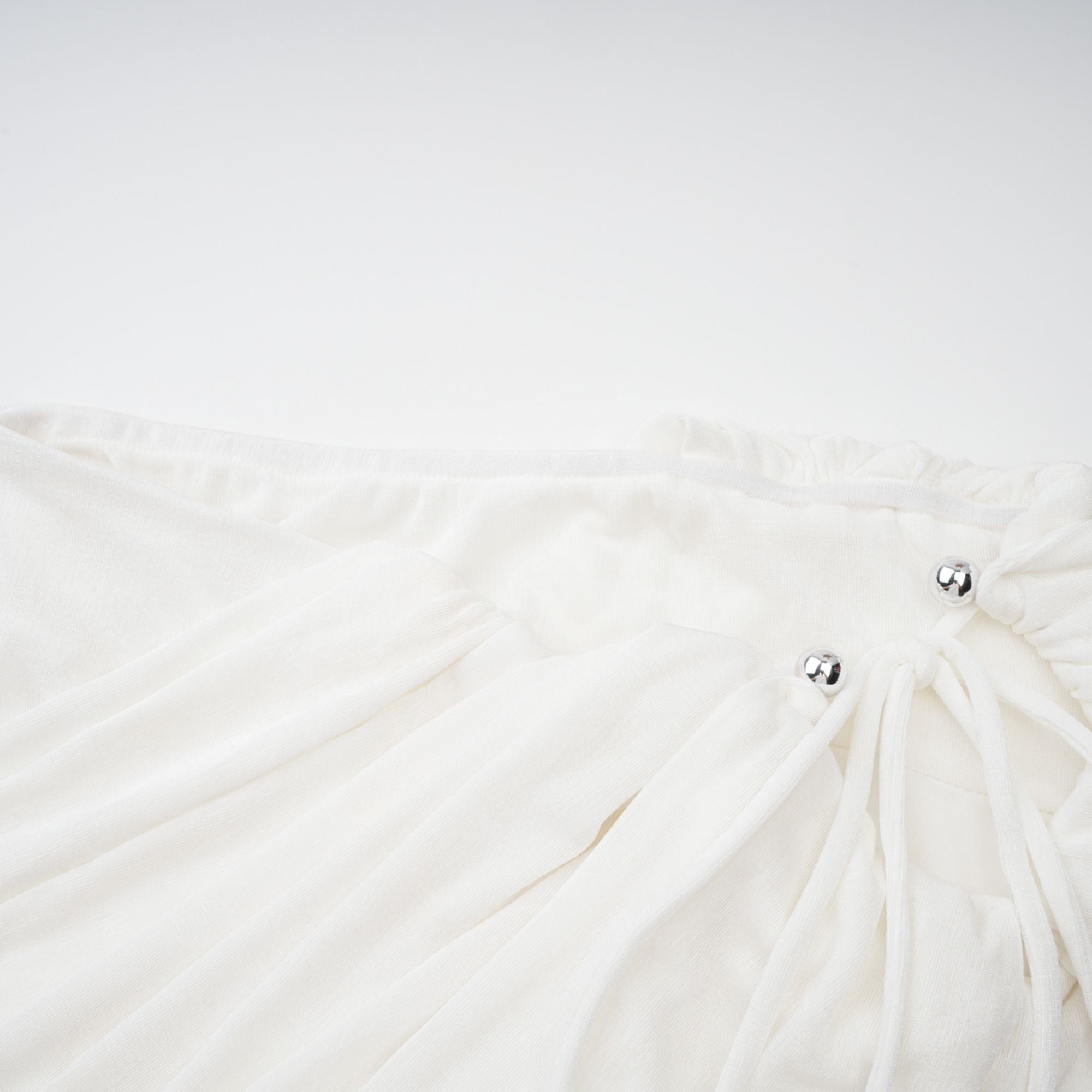 Dulcie White Asymmetrical Ruched Matching Set