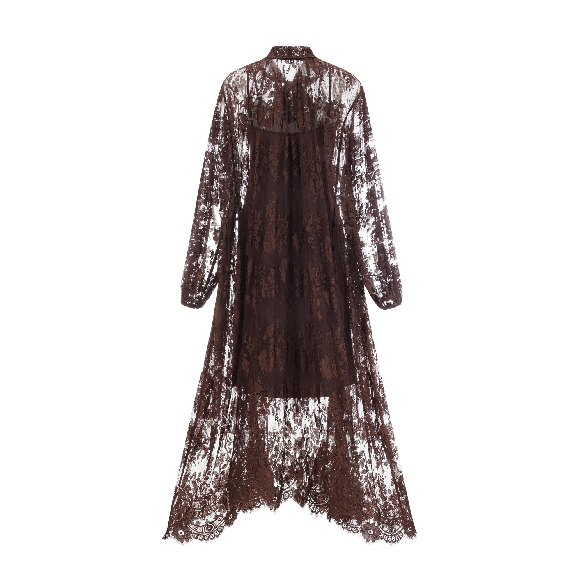 Sylvie brown chantilly-lace flared midi dress (Final Sale-US Only)