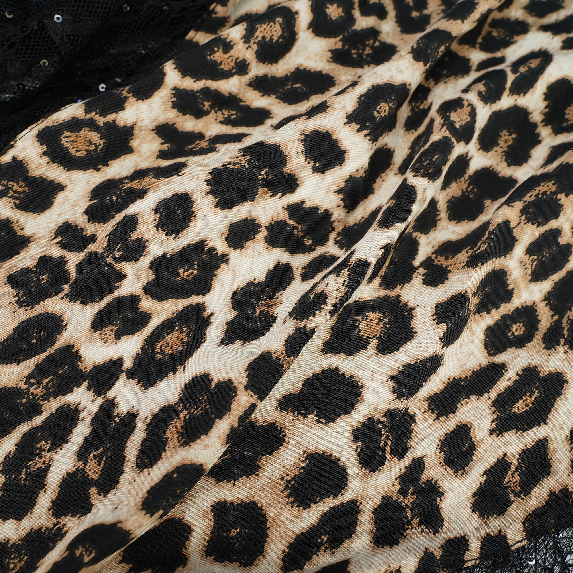 Alizée Brown Lace Panel Leopard Print Maxi Dress
