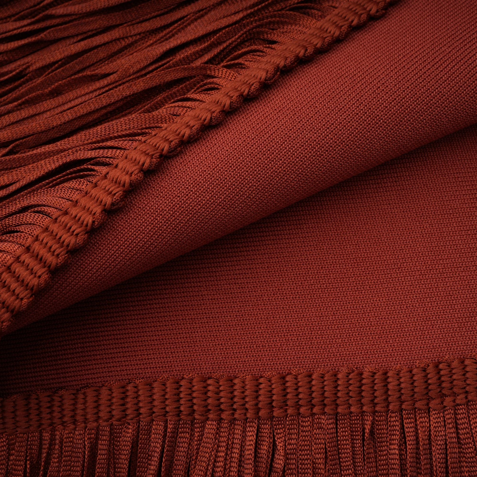 Mélisande Rusty Red Halterneck Fringed Maxi Gown