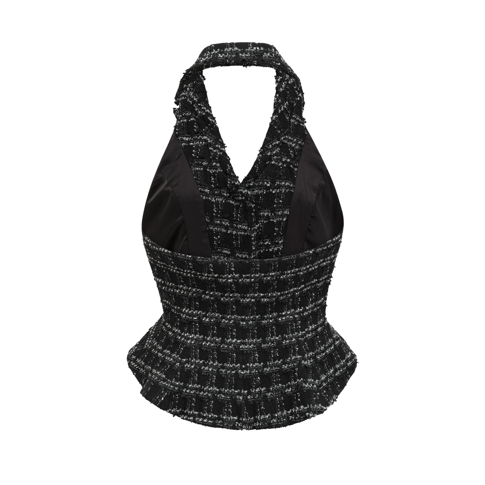 Axelle black checked tweed vest top & skirt matching set (US Only)