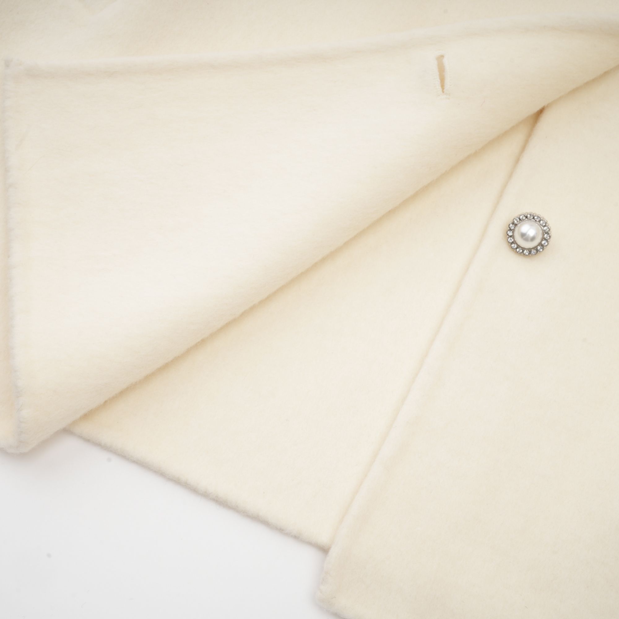 Frédérique white wool fur embellished coat