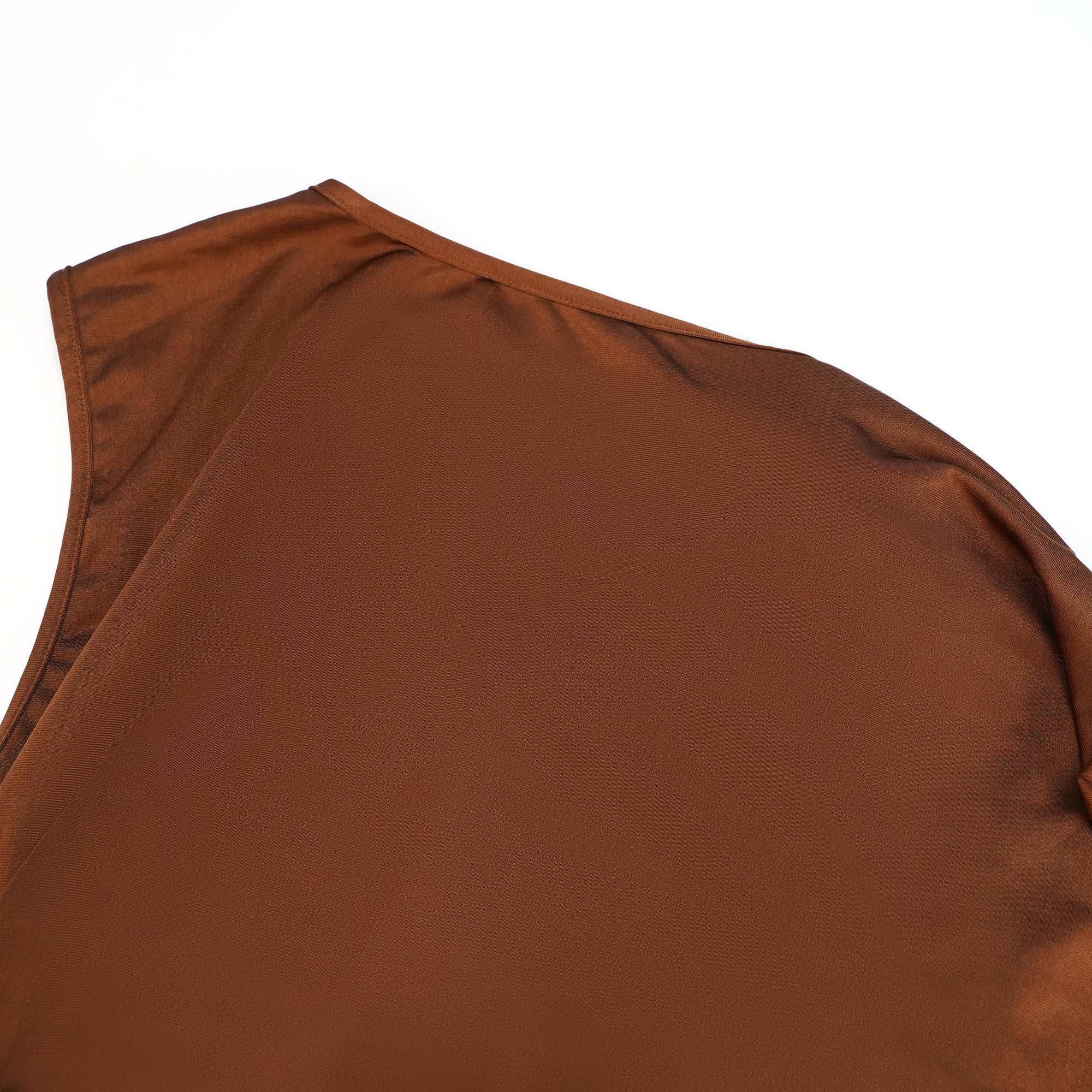 Reine Brown Asymmetrical Ruched Maxi Dress