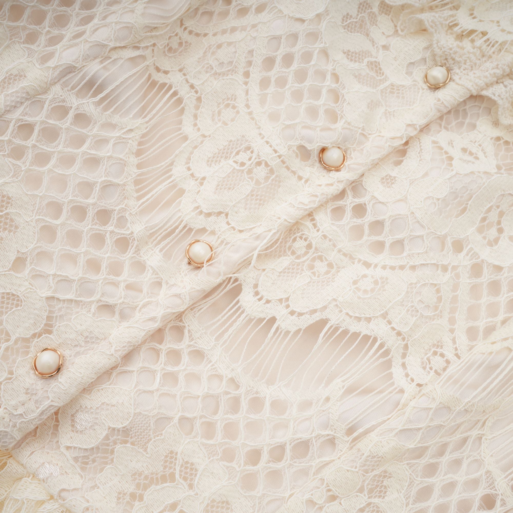 Anaelle off-white bowknot floral-lace blouse