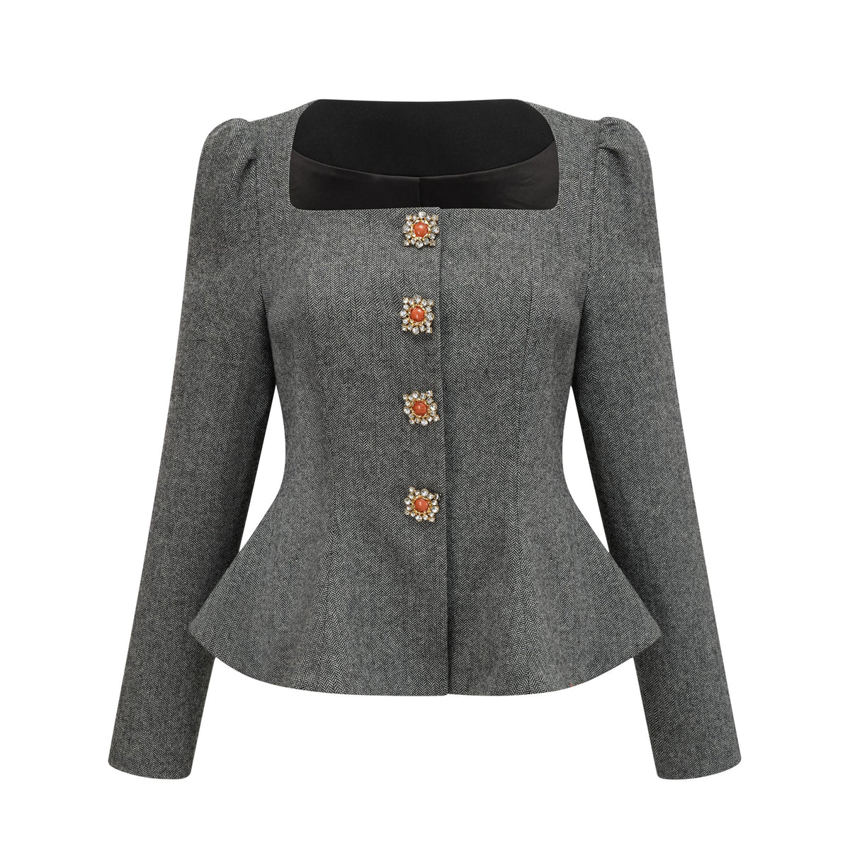Agathe grey herringbone top & shorts matching set (Final Sale)