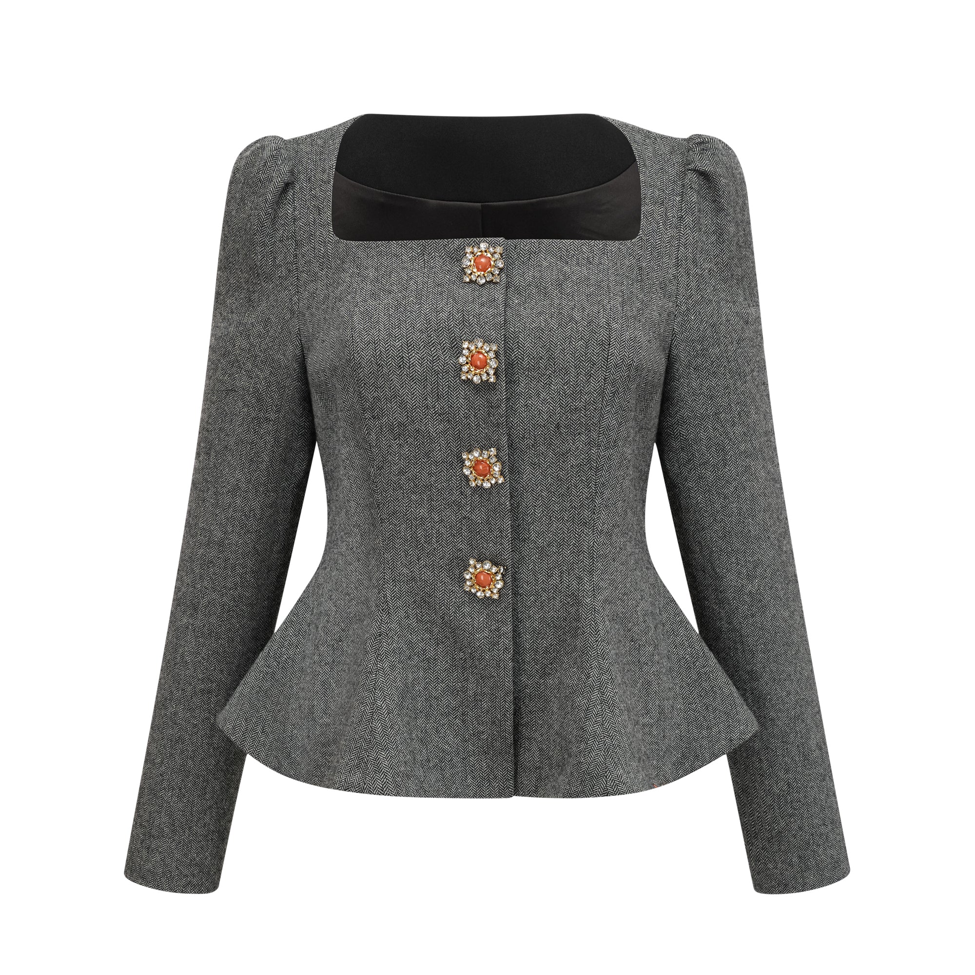 Agathe grey herringbone top & shorts matching set (Final Sale-US Only)