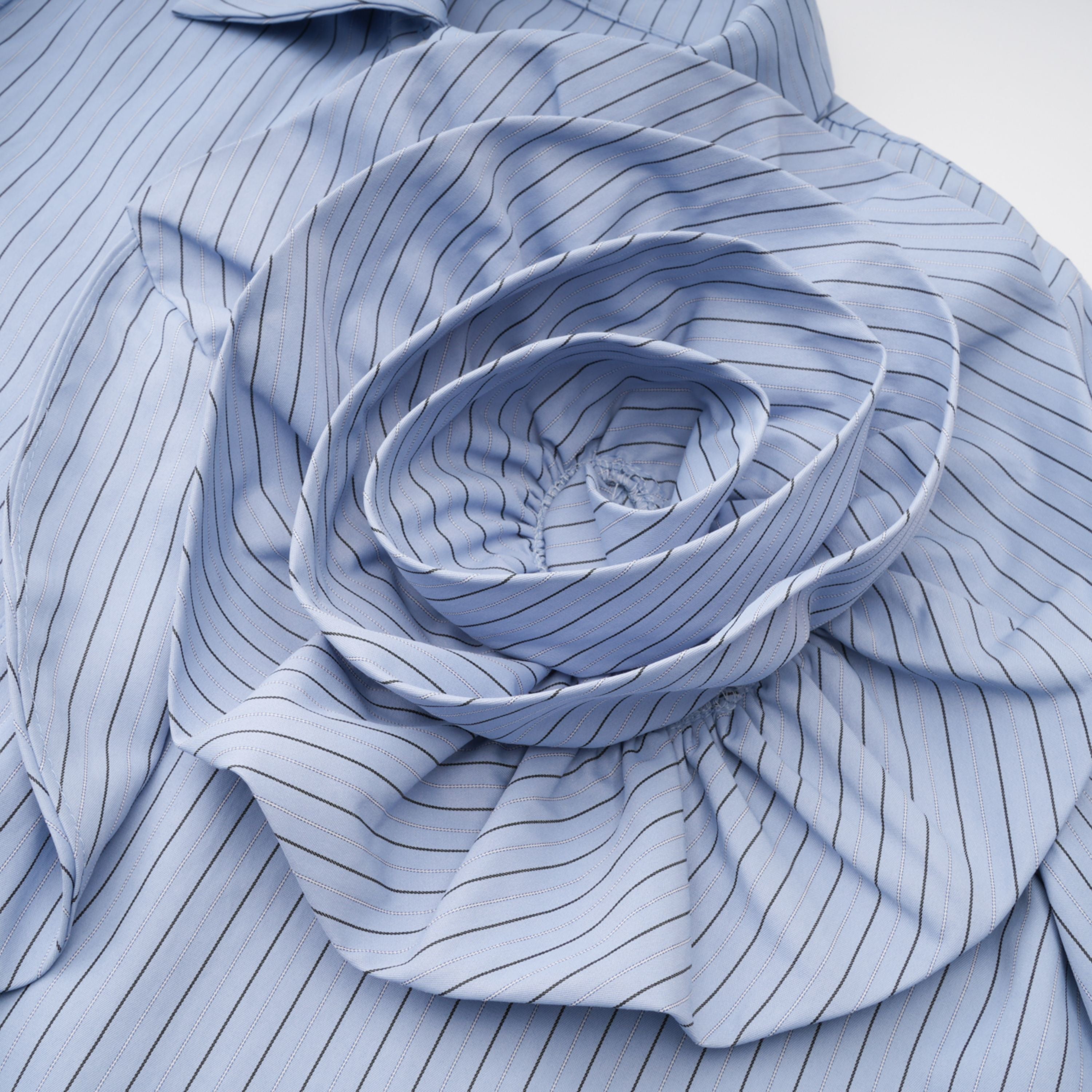 Torhild Blue 3D Petal Pinstriped Shirt