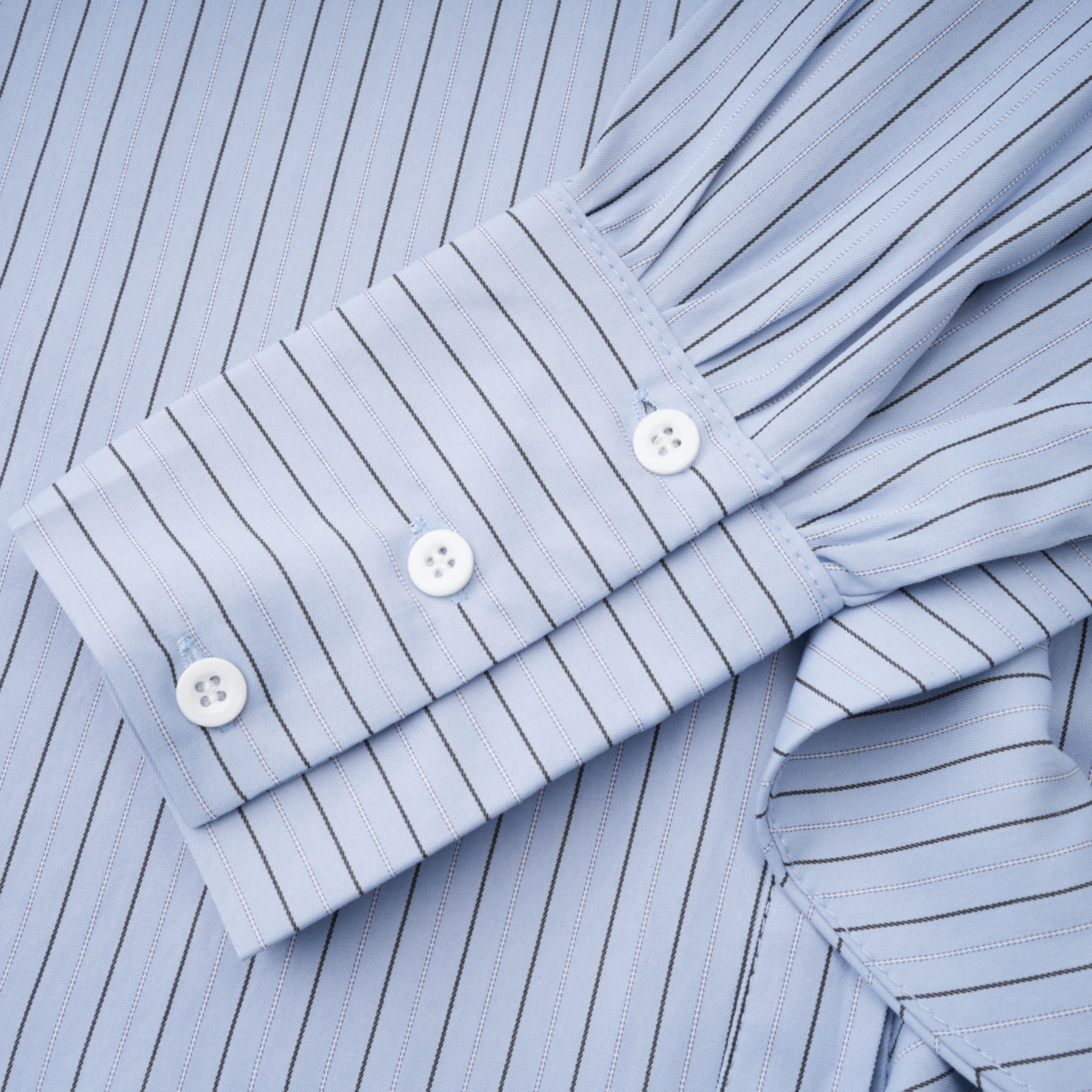 Torhild Blue 3D Petal Pinstriped Shirt