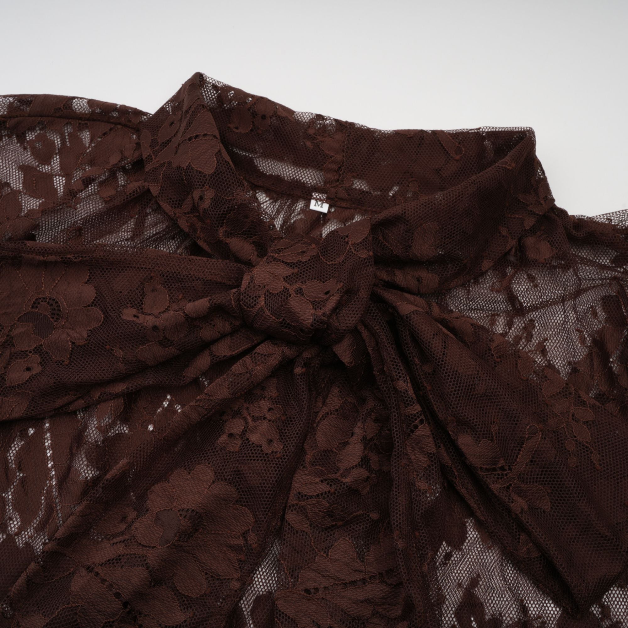 Sylvie brown chantilly-lace flared midi dress