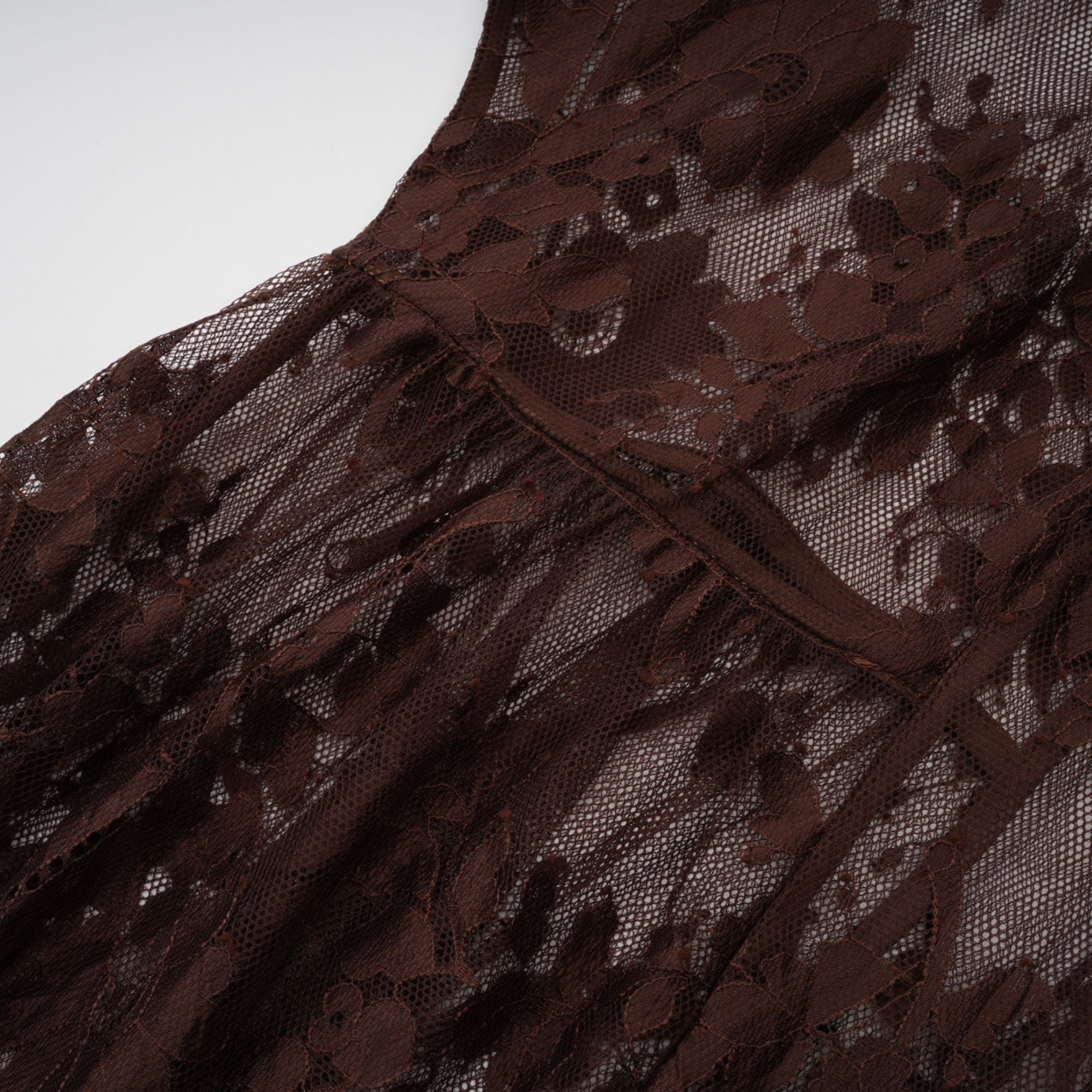 Sylvie brown chantilly-lace flared midi dress (Final Sale-US Only)