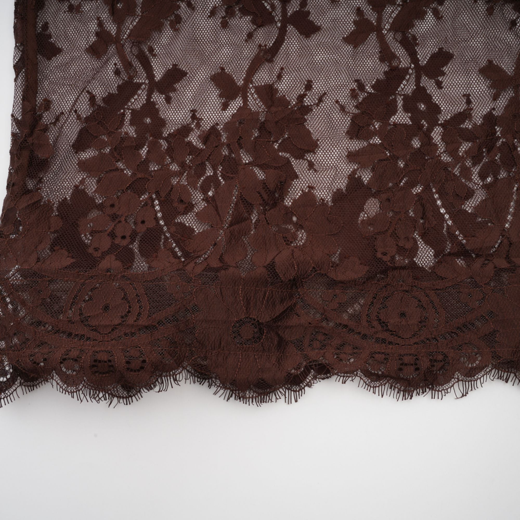 Sylvie brown chantilly-lace flared midi dress (Final Sale-US Only)