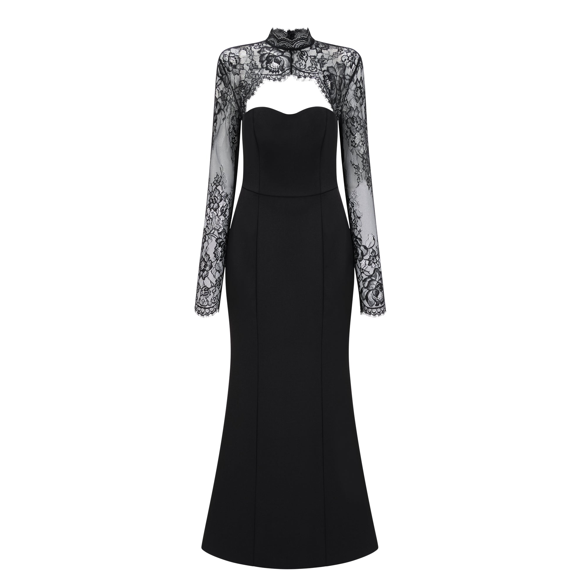 Bokamoso Black Lace Panel Maxi Gown (Final Sale-US Only)