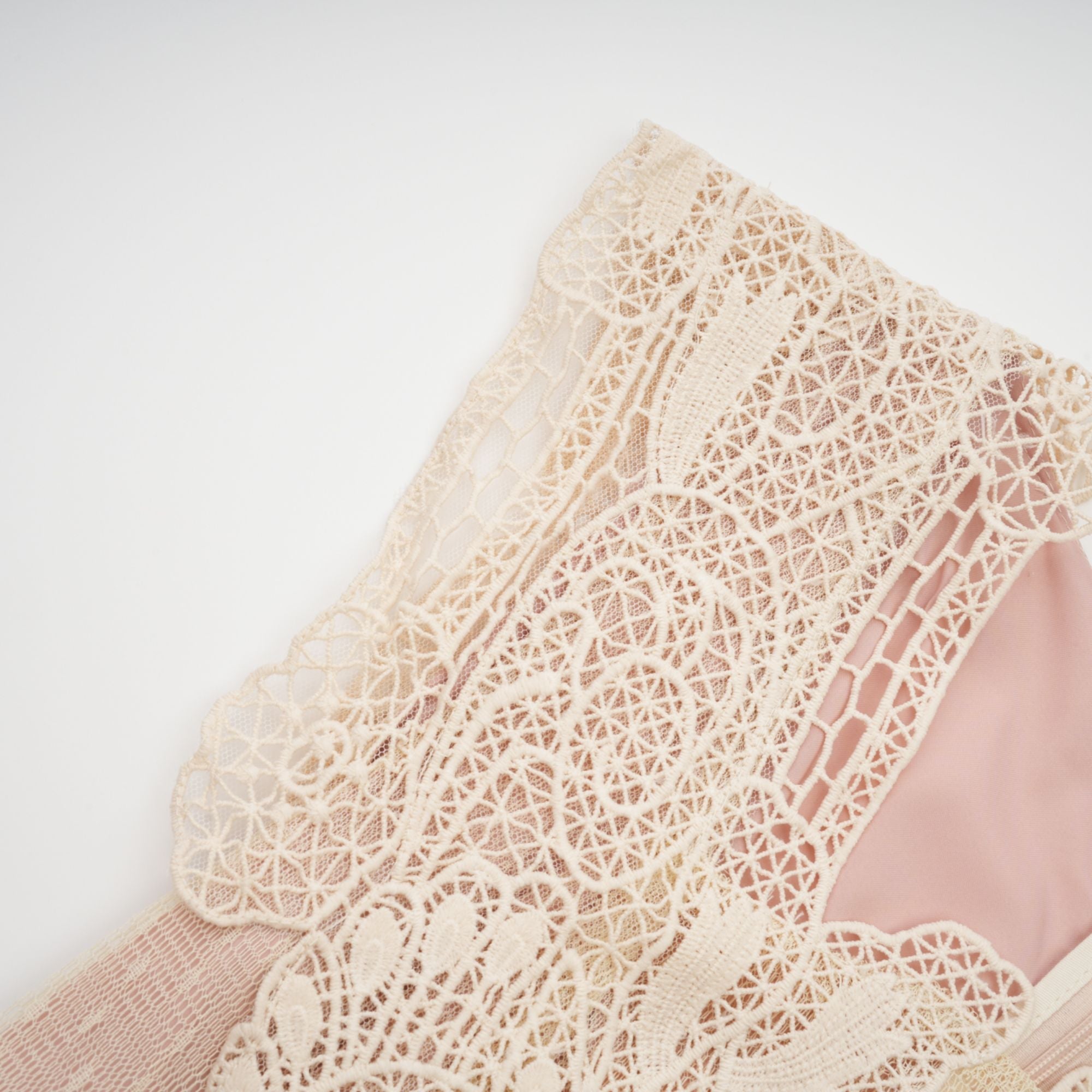 Céleste floral-lace-panelling tulle midi dress in Neutrals